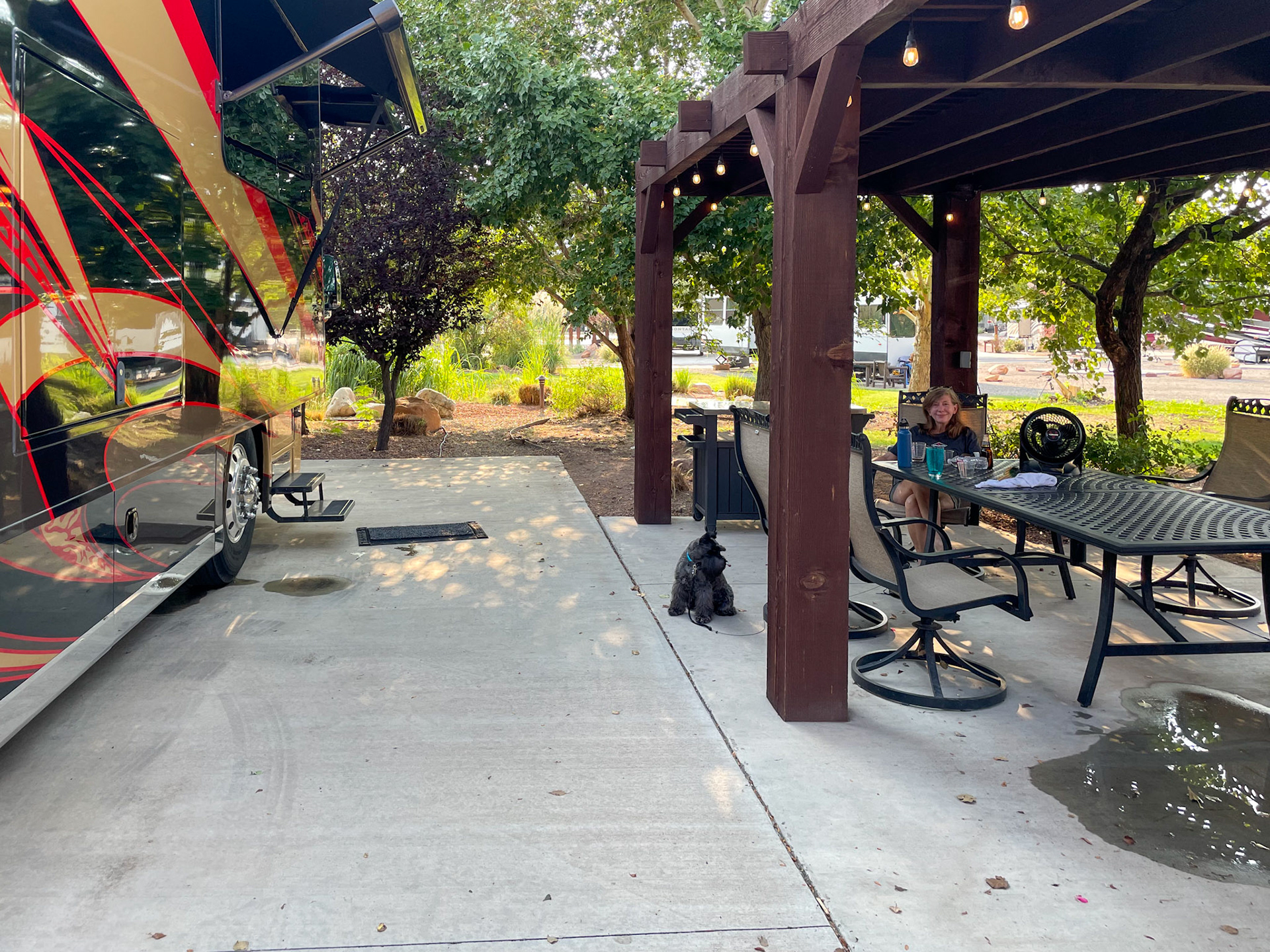 Our RV site and patio at Portal RV in Moab