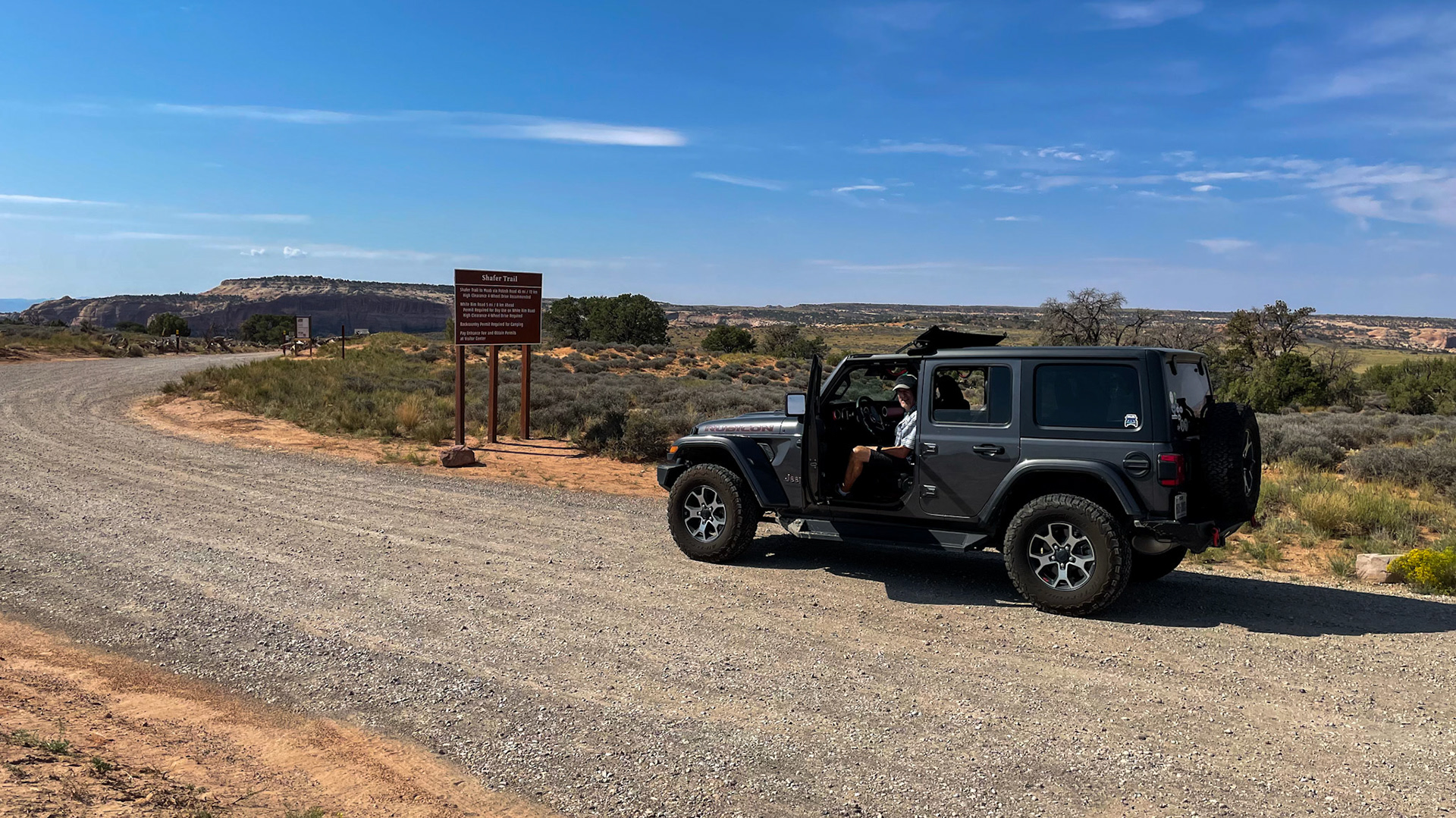 Signs warn about the 4WD trail into the canyon