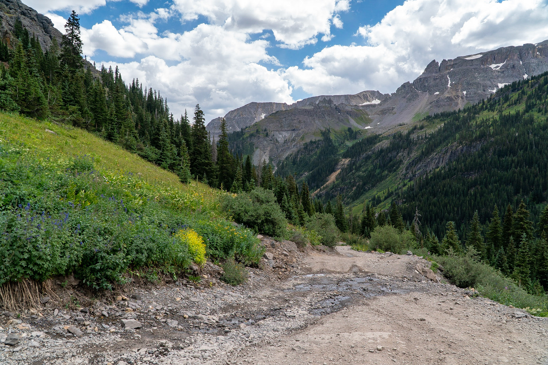 The trail gets rockier and steeper