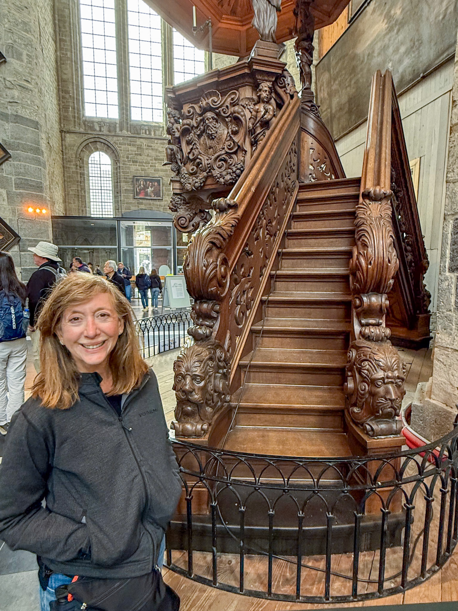 Beautifully carved pulpit in Church of St Nicholas
