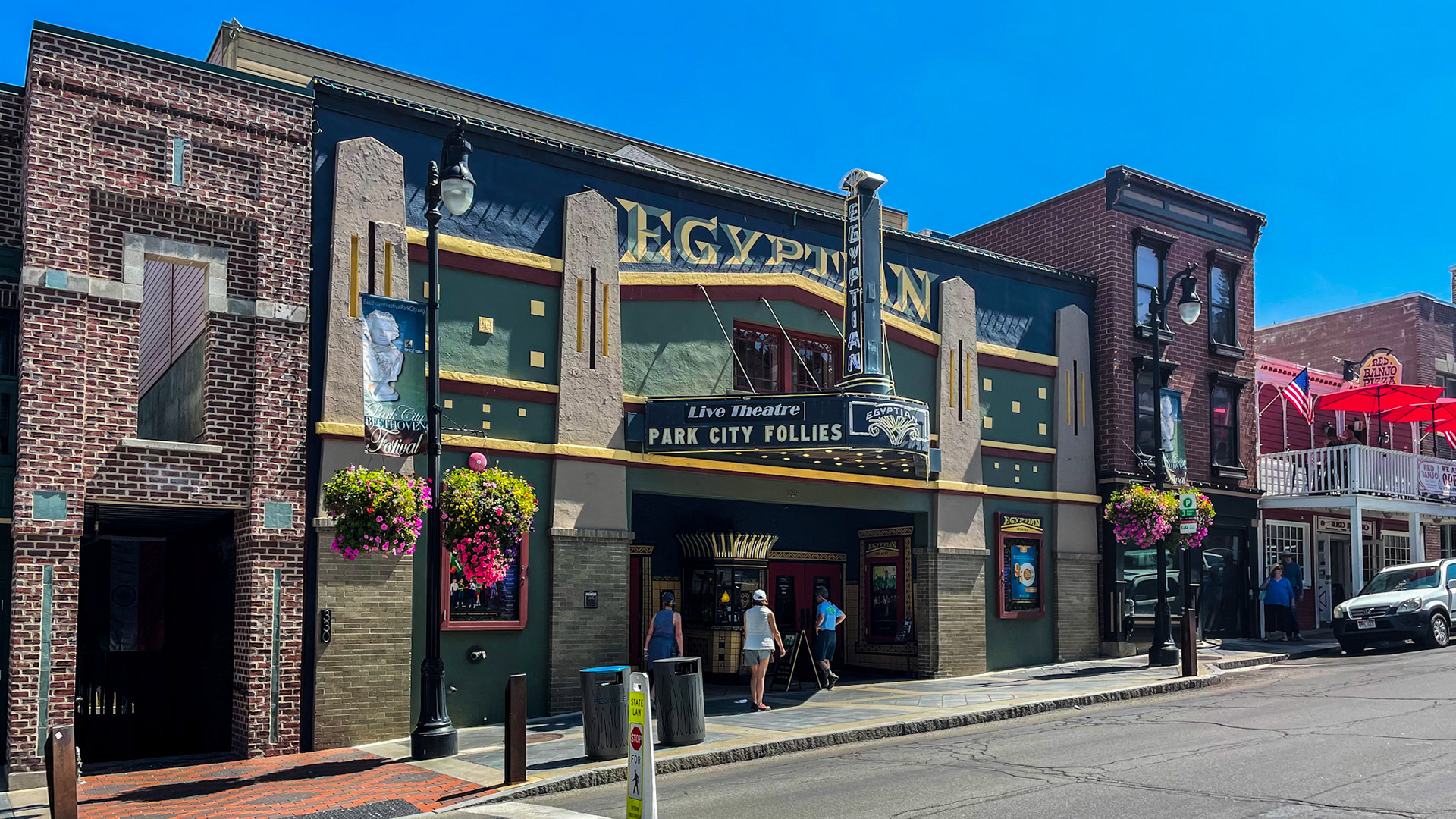 Historic buildings line the street in Park City