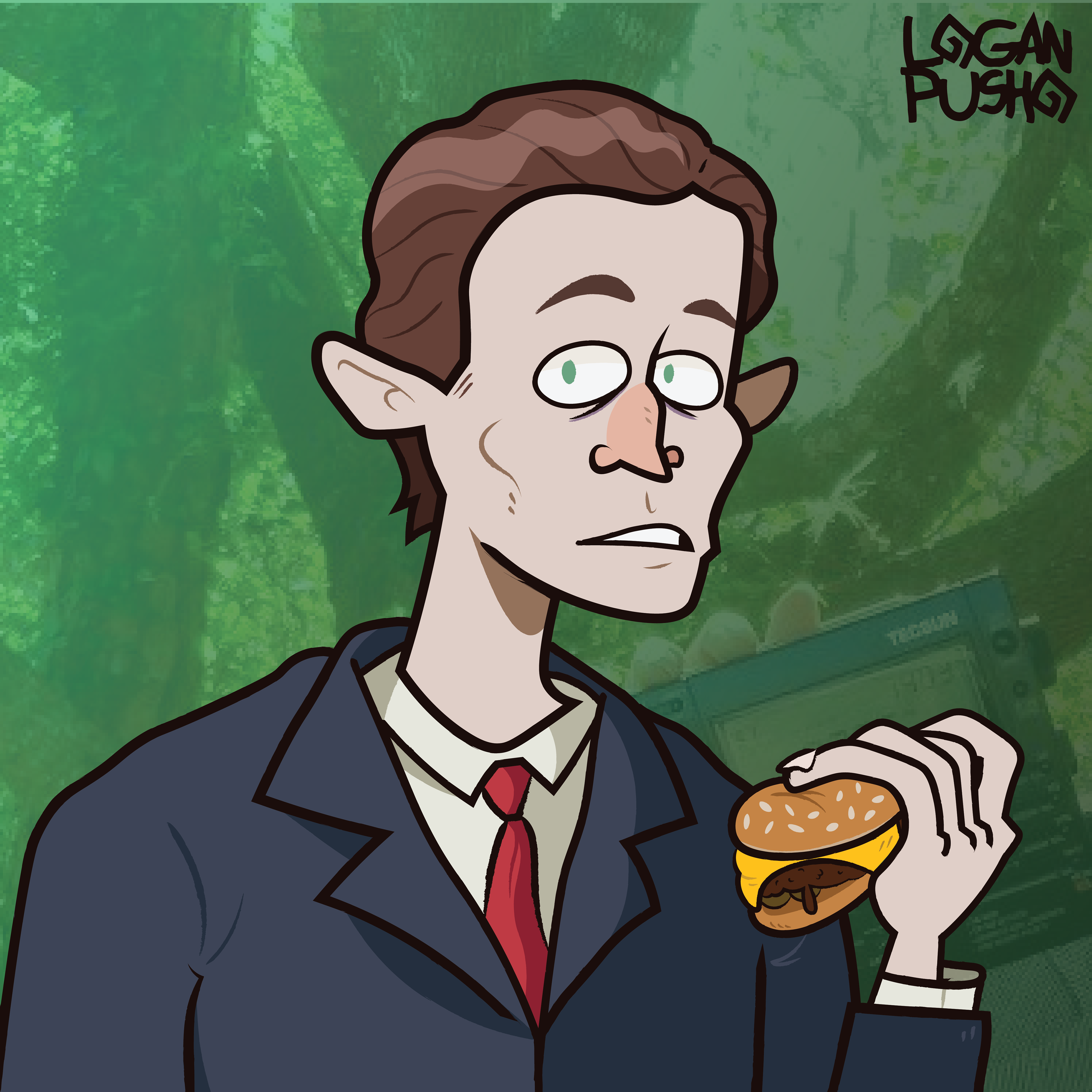 A caricature of YouTuber "The Report of the Week."