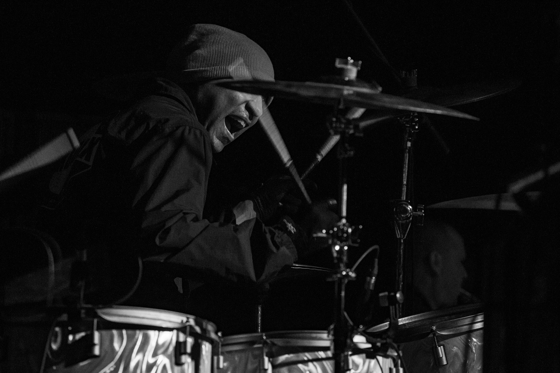 30.11.2021 koncert Dog Eat Dog - USA - hardcore, punkrock, rap, metal, hip hop, reggae, soul, funk,n/z Dave Neabore (bass), n/z John Connor (vocals), n/z Brandon Finley (drums), n/z Roger Hammerli (guitar),n/z Bozez (sax &amp; beer),koncert Warszawa, Progresja 25 lat albumu Play Games -  Dog Eat Dog.fot. Andrzej Wasilkiewicz/Reporter