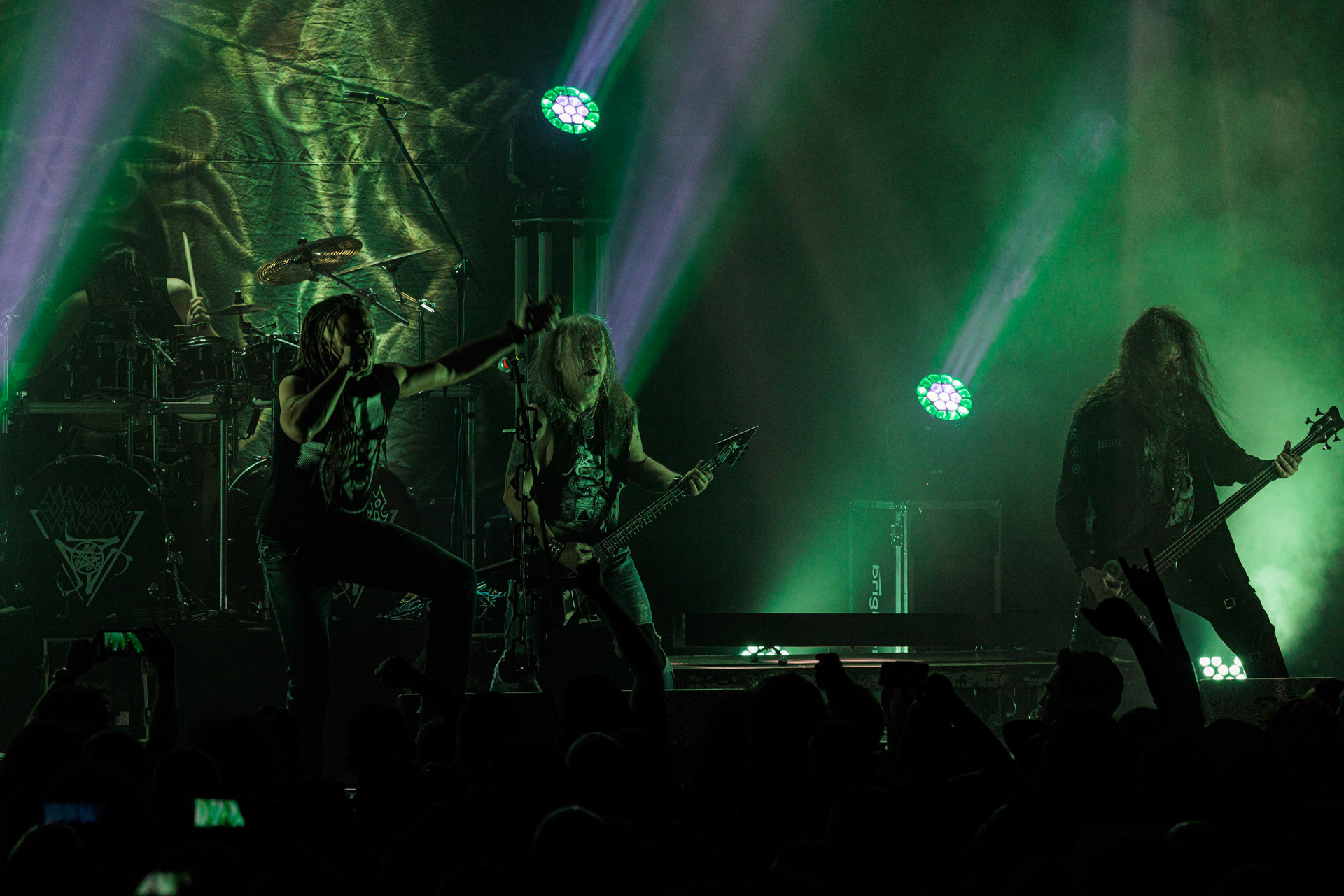 18.02.2022 - Vader - trasa Przebudzenie Tyranow koncert w warszawskiej Progresji. Goscinnie na wokalu Maciej Taff - Black River.Peter: Guitar + VocalsSpider: GuitarHal: BassKruszyna: DrumsLeft Hand Sounds, Knock Out Productions, Massive Music,fot. Andrzej Wasilkiewicz/Reporter