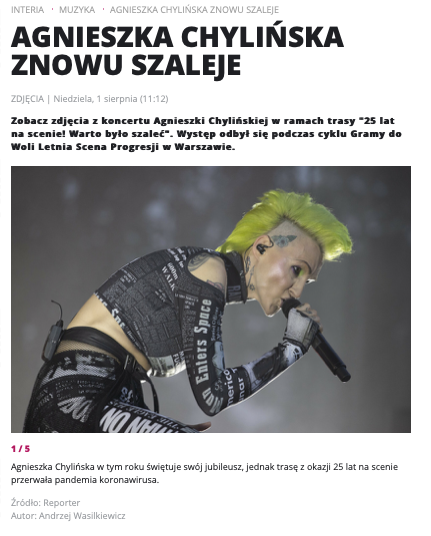 Agnieszka Chylińska koncert Warszawa Progresja