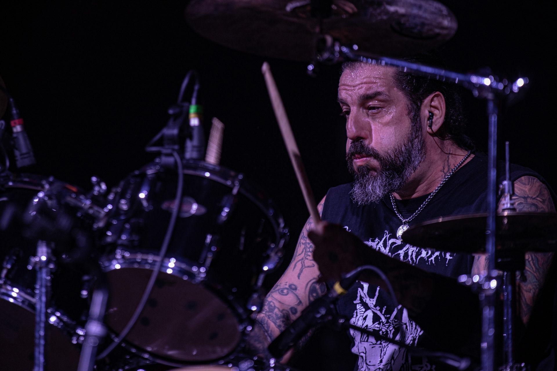 24.09.2021 koncert Rotting Christ, Warszawa, Progresja.N/z Themis Tolis perkusja, fot. Andrzej Wasilkiewicz/REPORTER