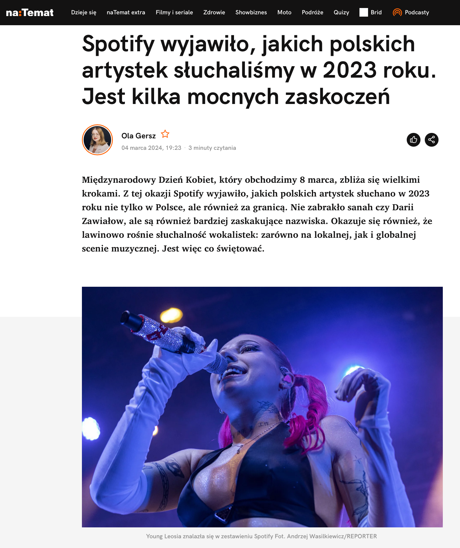 Spotify wyjawiło, jakich polskich artystek słuchaliśmy w 2023 roku