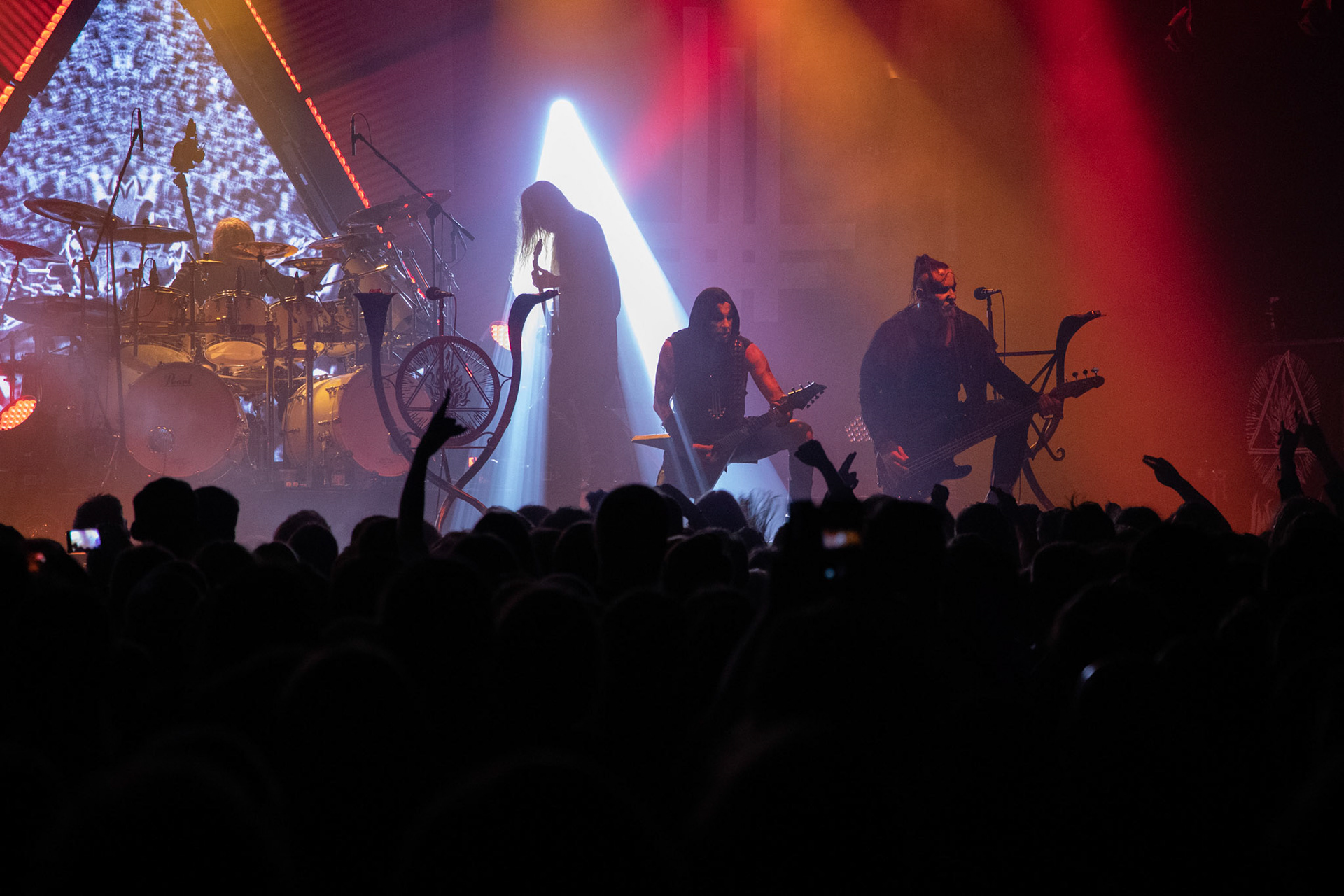 14.12.2018r. Behemoth koncert Merry Christless - Warszawa Progresja, Adam "Nergal" Darski – gitara, wokal prowadzący, 
Zbigniew "Inferno" Promiński – perkusja,
Tomasz "Orion" Wróblewski – gitara basowa, Patryk "Seth" Sztyber – gitara,  fot. Andrzej Wasilkiewicz/Reporter