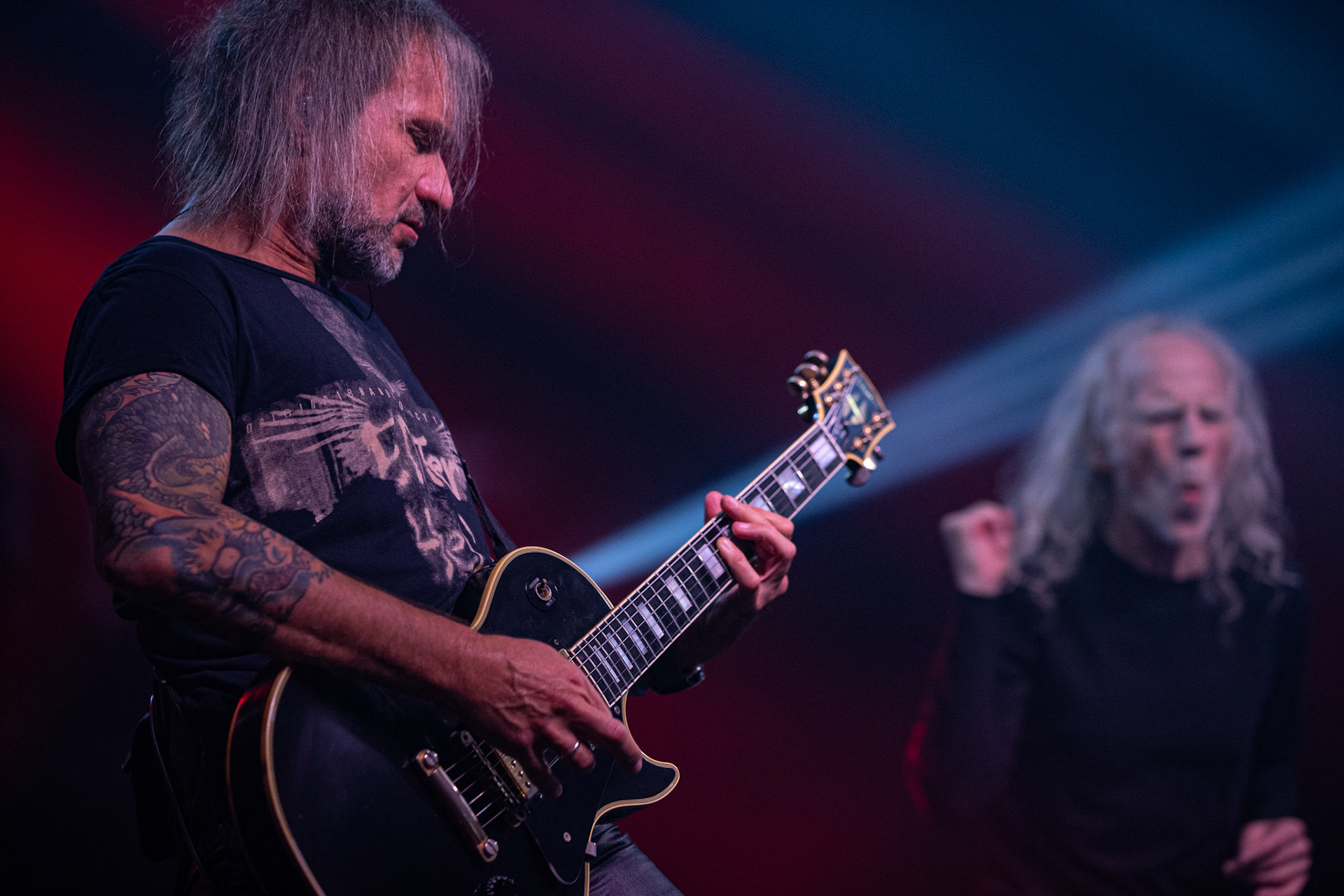 12.09.2021 - KAT i Roman Kostrzewski - koncert "Do zobaczenia w piekle" Wroclaw, Centrum Koncertowe A2.  Jarek „Gronos” Gronowski (Dragon, ex-Kat),fot. Andrzej kaziq Wasilkiewicz