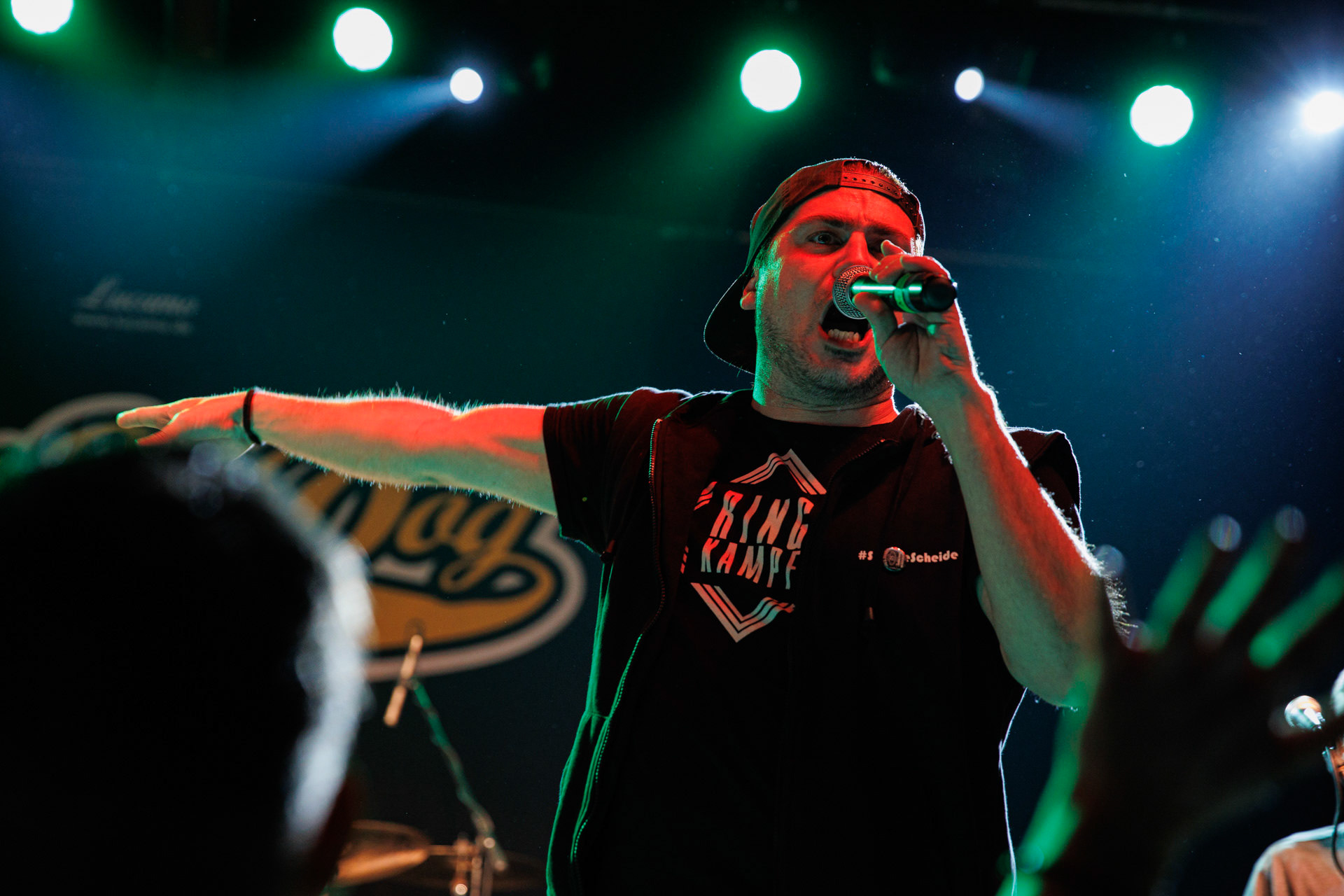 30.11.2021 koncert Dog Eat Dog - USA - hardcore, punkrock, rap, metal, hip hop, reggae, soul, funk,n/z Dave Neabore (bass), n/z John Connor (vocals), n/z Brandon Finley (drums), n/z Roger Hammerli (guitar),n/z Bozez (sax &amp; beer),koncert Warszawa, Progresja 25 lat albumu Play Games -  Dog Eat Dog.fot. Andrzej Wasilkiewicz/Reporter