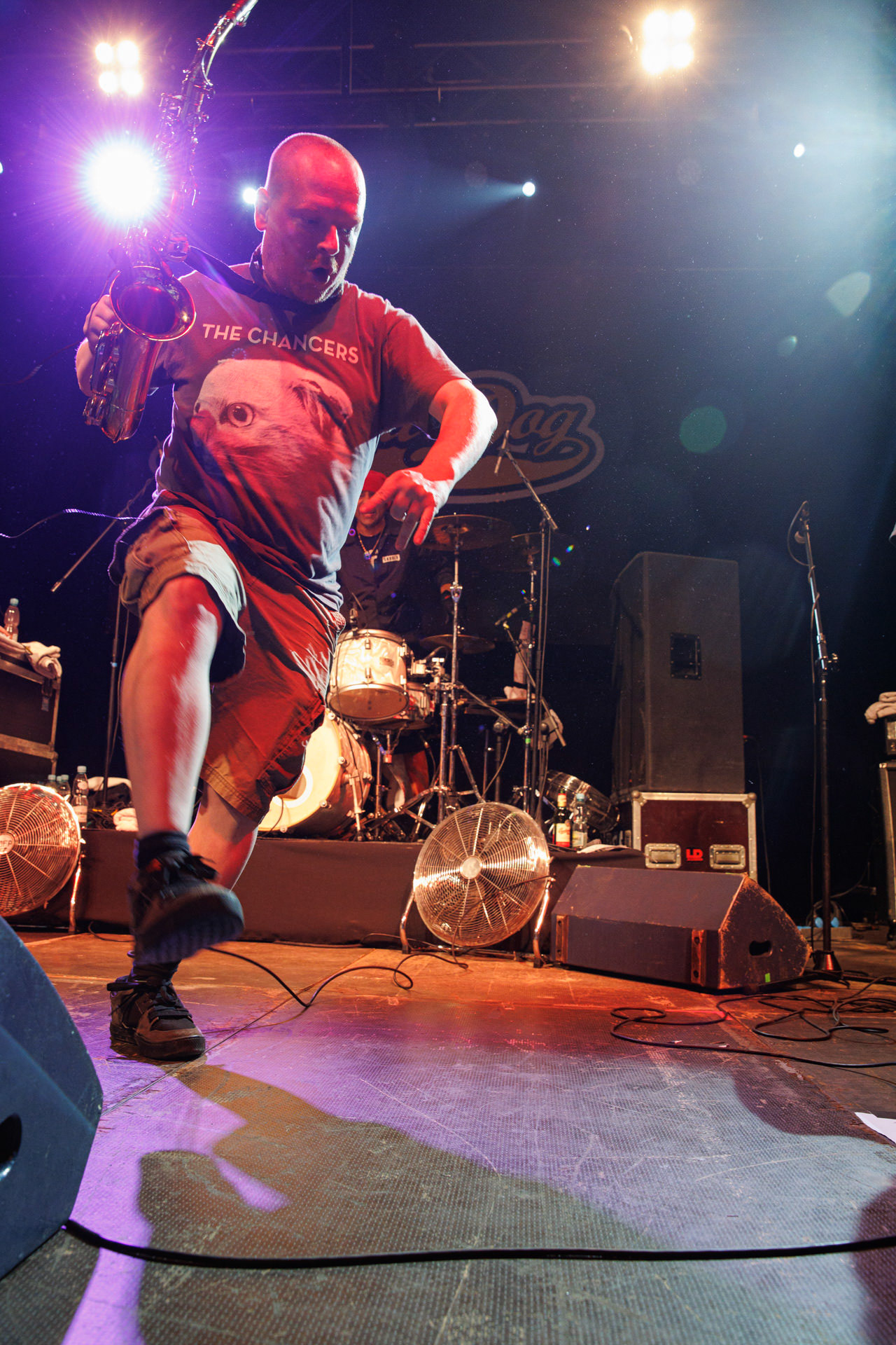 30.11.2021 koncert Dog Eat Dog - USA - hardcore, punkrock, rap, metal, hip hop, reggae, soul, funk,n/z Dave Neabore (bass), n/z John Connor (vocals), n/z Brandon Finley (drums), n/z Roger Hammerli (guitar),n/z Bozez (sax &amp; beer),koncert Warszawa, Progresja 25 lat albumu Play Games -  Dog Eat Dog.fot. Andrzej Wasilkiewicz/Reporter