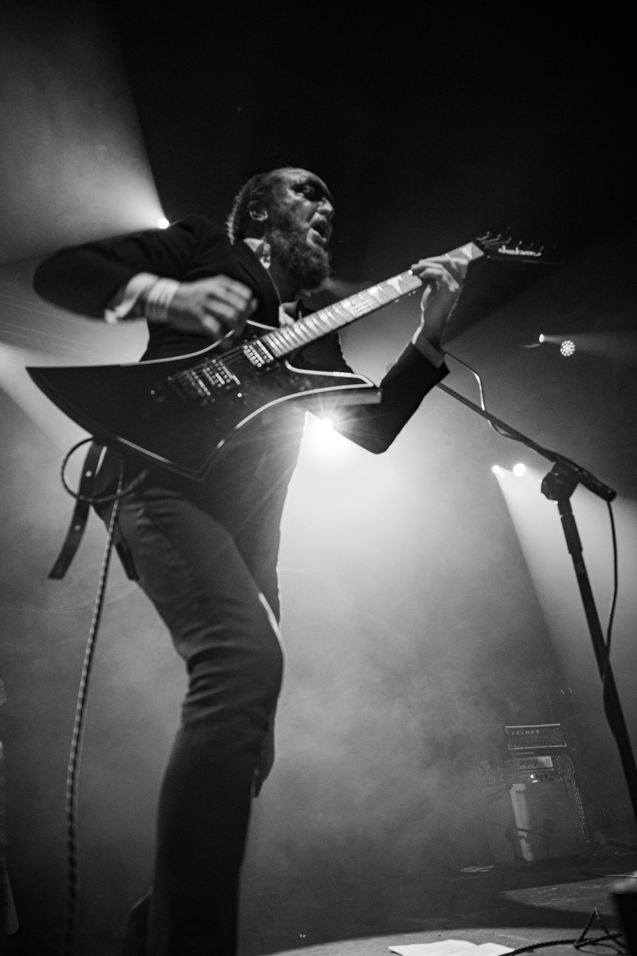 18.12.2021 Masturbator - Antysylwester Antyradia, 18 lat klubu Progresja,n/z Vithor/ growl-git, n/z Raefoth/bas, n/z Czaha/beki, n/z Mayhem/git,metal, blackmetal, thrashmetal, satanic old skull metal, fot. Andrzej Wasilkiewicz/Reporter