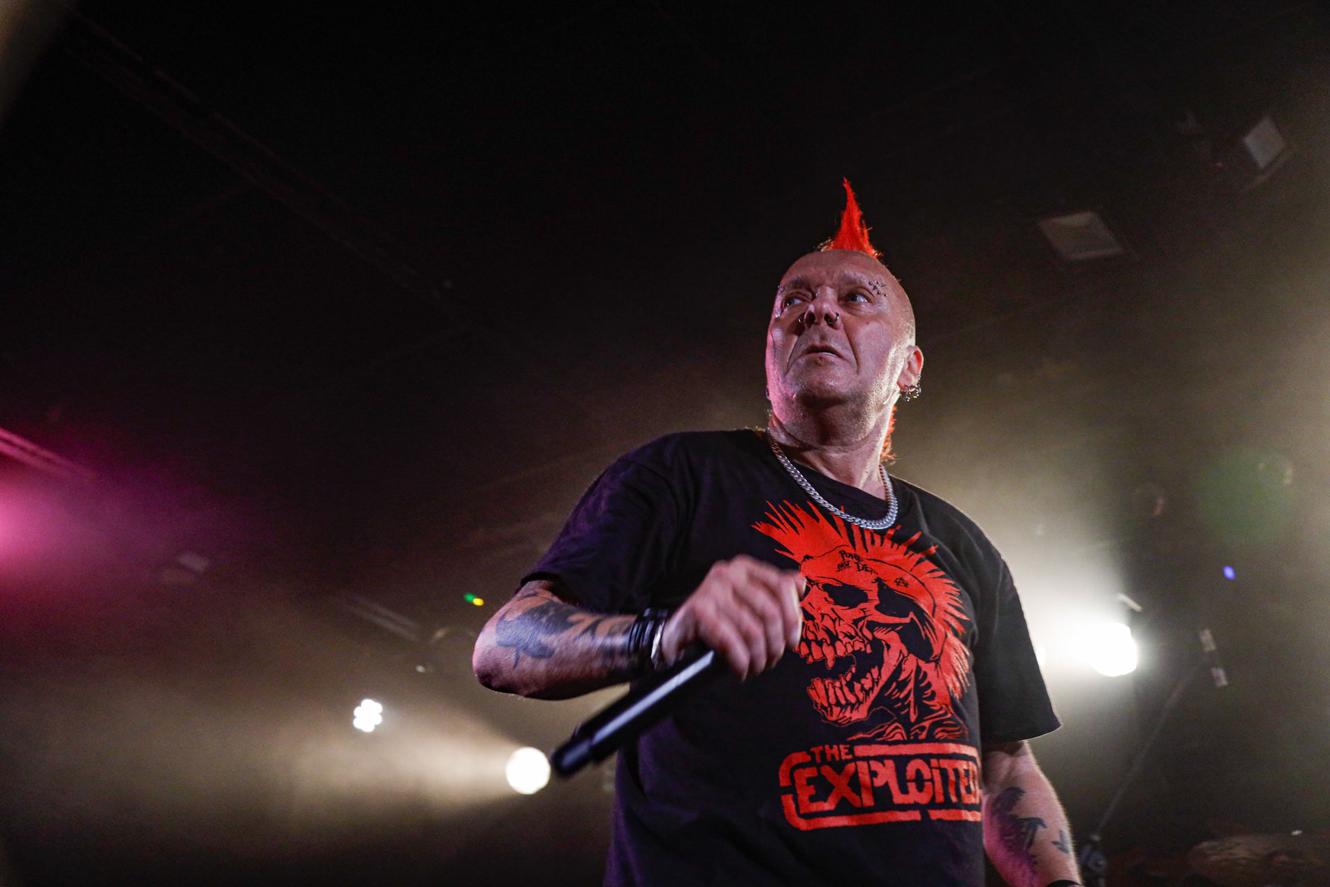 25.08.2022 The Exploited - legenda drugiej fali punk rocka na koncercie w warszawskiej Proximie.Weterani punk rock, hardcore punk, crossover thrash z Edynburga w składzie:Wattie Buchan – wokal, Irish Rob – bas,Willie Buchan – perkusja,Robbie Steedo Davidson - gitara,Produkcja: Noise Annoys Booking Agency and Records, Boredom Booking. fot. Andrzej Wasilkiewicz/Reporter