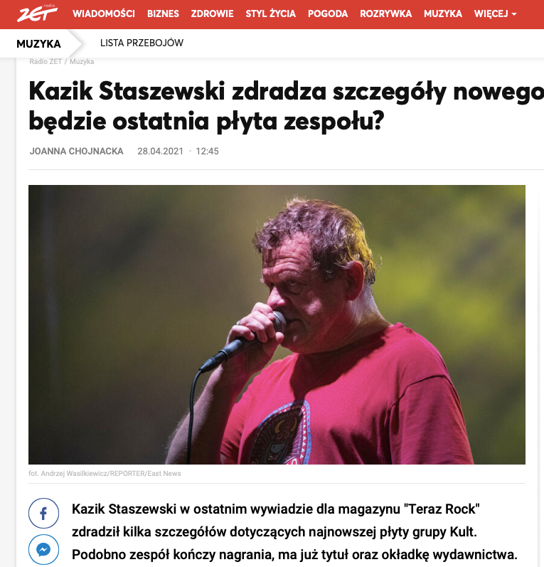 Kazik Staszewski KULT - nowa płyta.