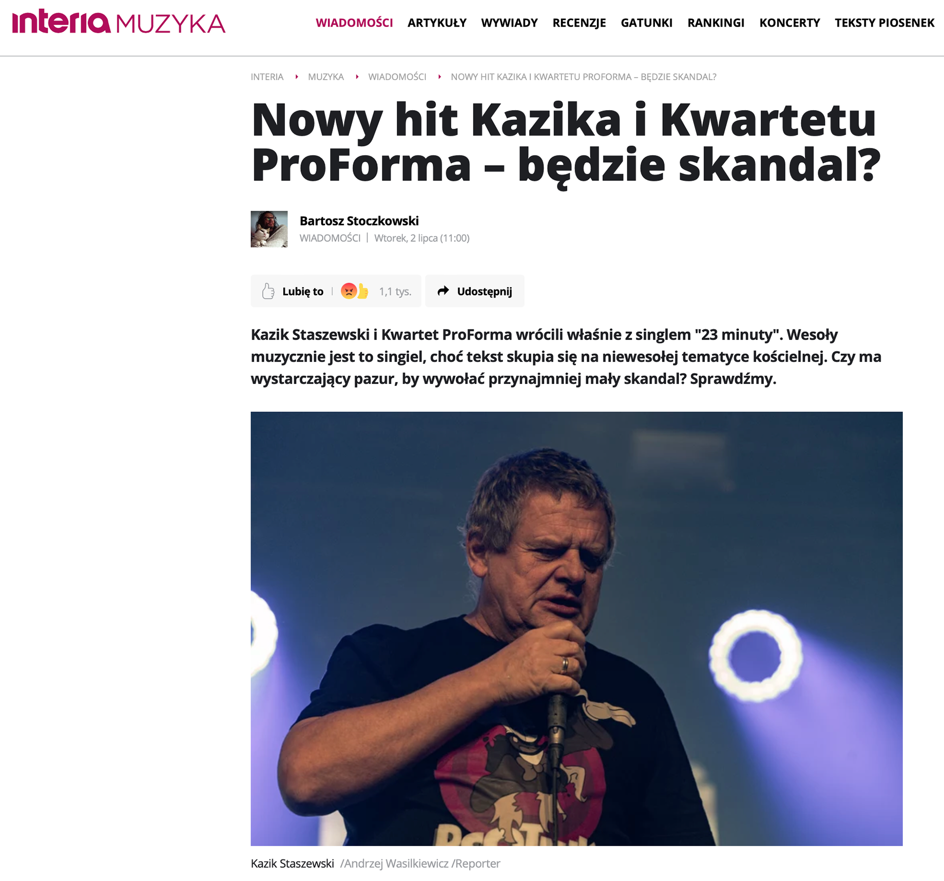 Nowy hit Kazika i Kwartetu ProForma – będzie skandal?  