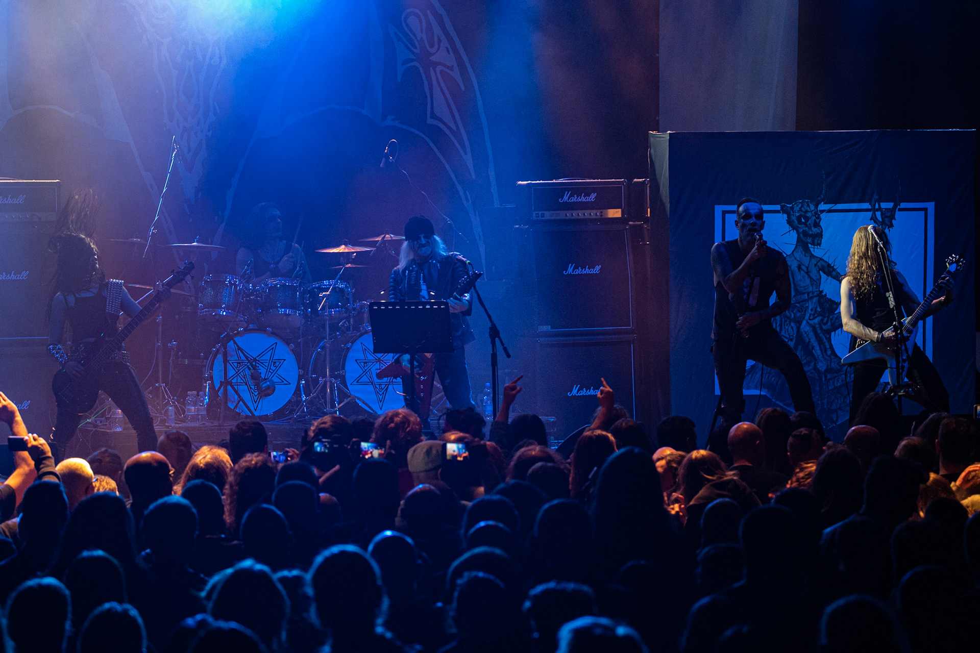 15.12.2019 koncert szwajcarów z Hellhammer: Triumph of Death, Merry Christless 2019, Warszawa Klub Progresja,
zespół Thomasa Gabriela Fishera, black metal, death metal, 
n/z Thomas Gabriel Fisher wokal gitara,
n/z Mia Wallace gitara basowa,
n/z Michael Zech gitara, wokal,
n/z Alessandro Commerio perkusja,
n/z Adam Nergal Darski wokal,
New Aeon Musick, Knock Out Productions
fot. Andrzej Wasilkiewicz/REPORTER