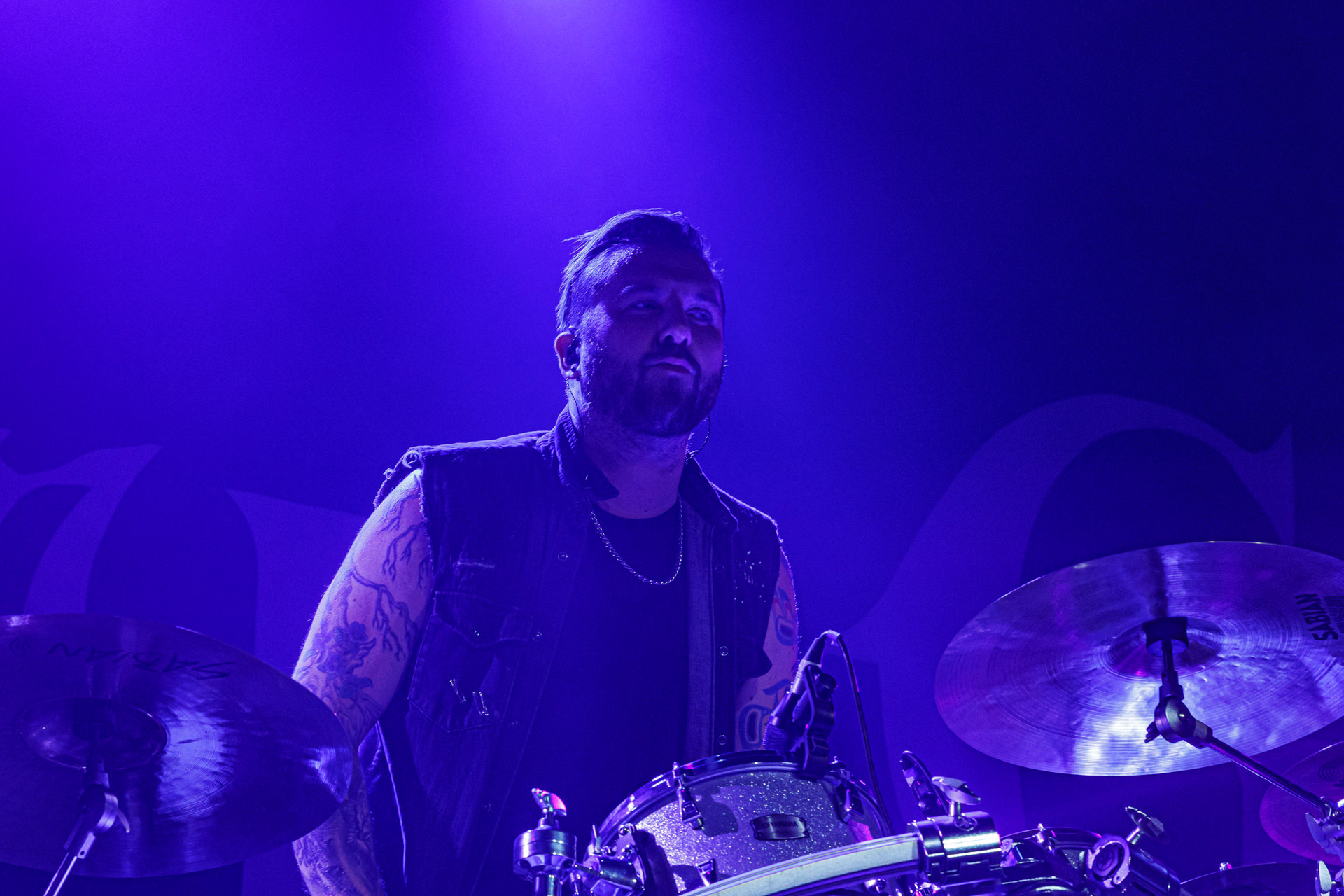 7.10.2022 Warszawski koncert Three Days Grace w klubie Progresja.Kanadyjczycy promuja nowy album EXPLOSIONS.n/z Barry Stock – gitara, n/z Brad Walst – gitara basowa, n/z Neil Sanderson – perkusja, instrumenty klawiszowe, n/z Matt Walst – wokal,Produkcja Knock Out Productions, Fot. Andrzej Wasilkiewicz/Reporter