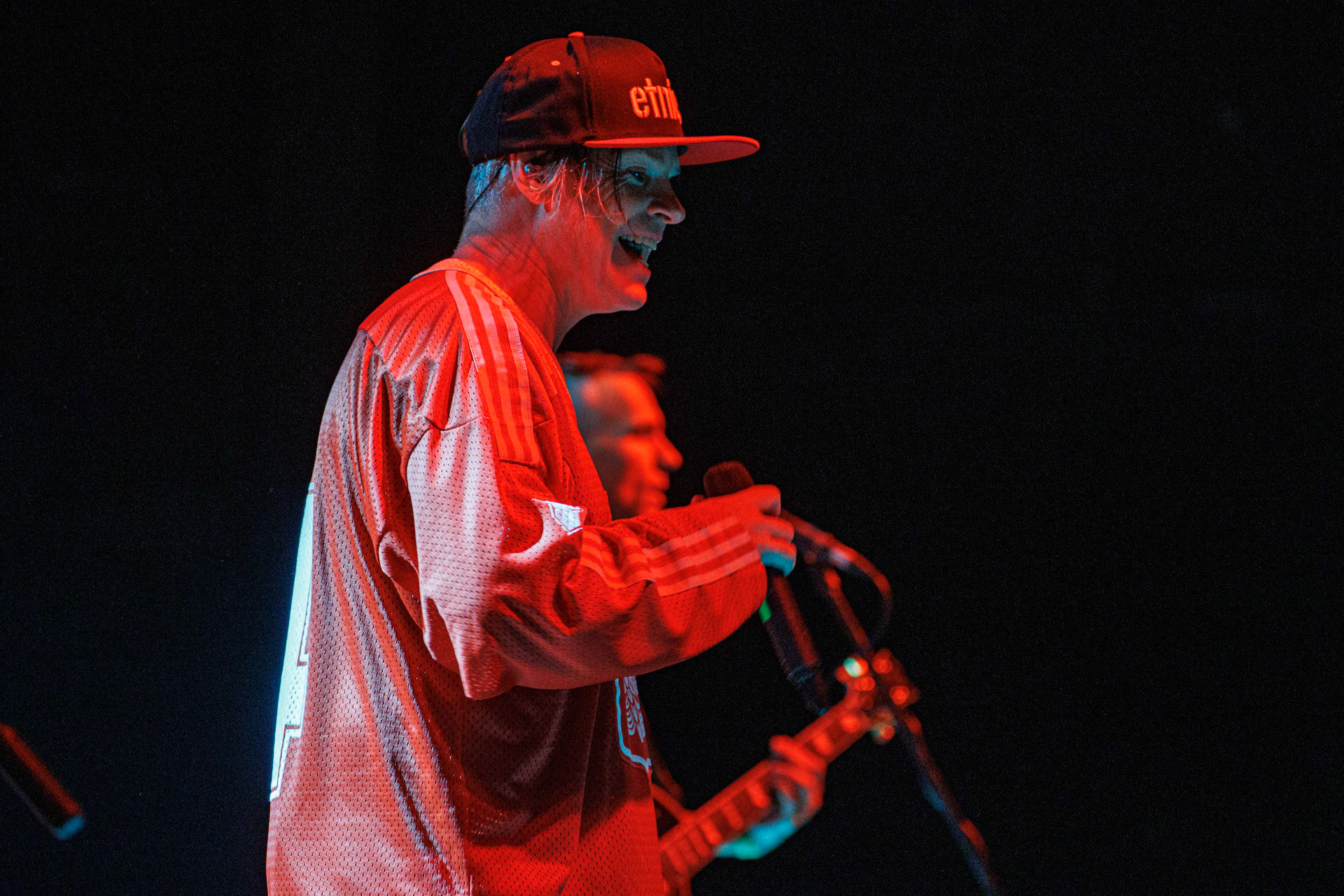 30.11.2021 koncert Dog Eat Dog - USA - hardcore, punkrock, rap, metal, hip hop, reggae, soul, funk,n/z Dave Neabore (bass), n/z John Connor (vocals), n/z Brandon Finley (drums), n/z Roger Hammerli (guitar),n/z Bozez (sax &amp; beer),koncert Warszawa, Progresja 25 lat albumu Play Games -  Dog Eat Dog.fot. Andrzej Wasilkiewicz/Reporter