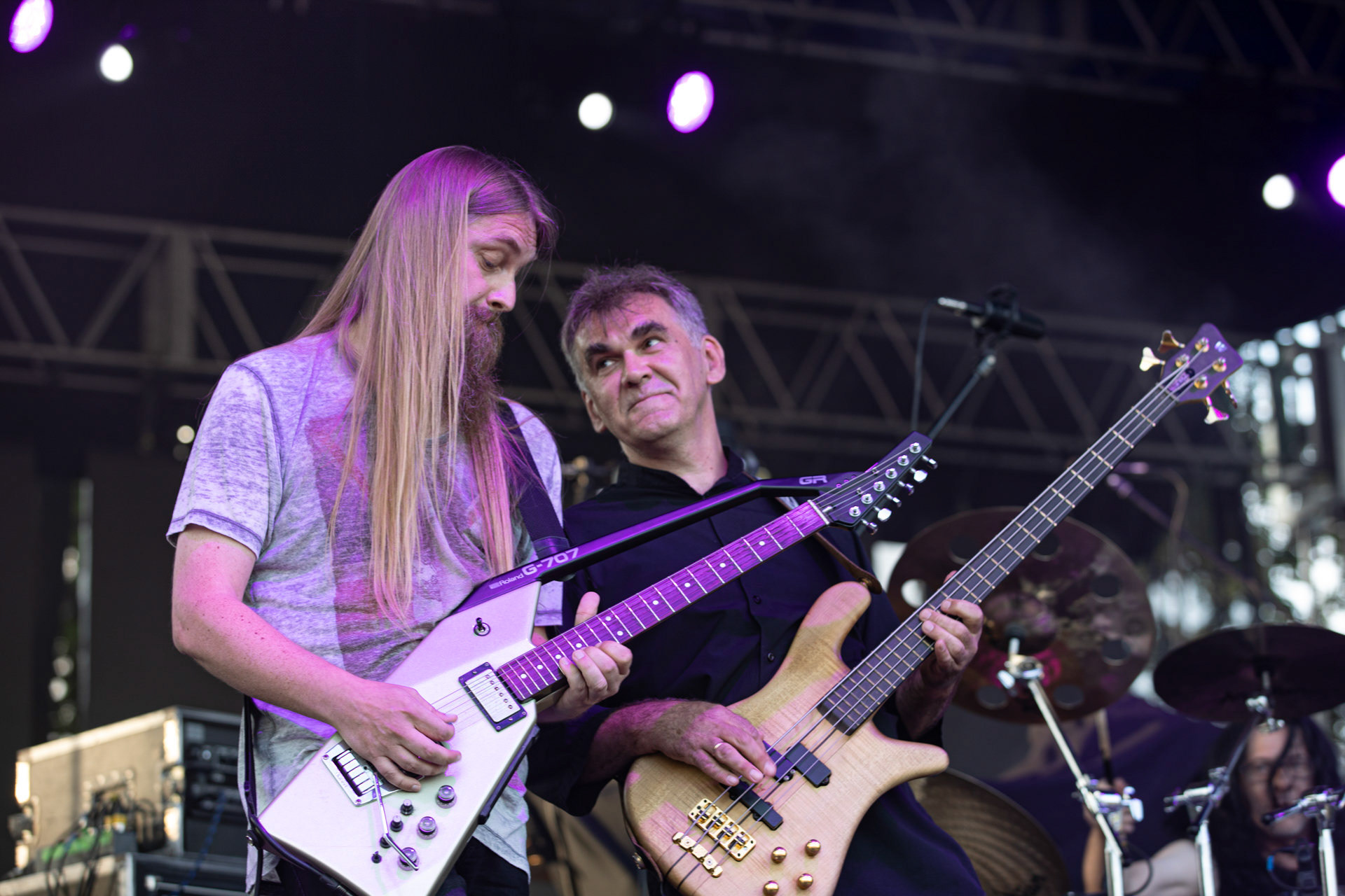 21.08.2021 koncert Collage w Warszawie,Letnia scena Progresji, Gramy do Woli.n/z Wojciech Szadkowski – perkusja,Fot. Andrzej Wasilkiewicz/Reportern/z Piotr „Mintay” Witkowski – bass,n/z Michal Kirmuc – gitara,Fot. Andrzej Wasilkiewicz/Reporter