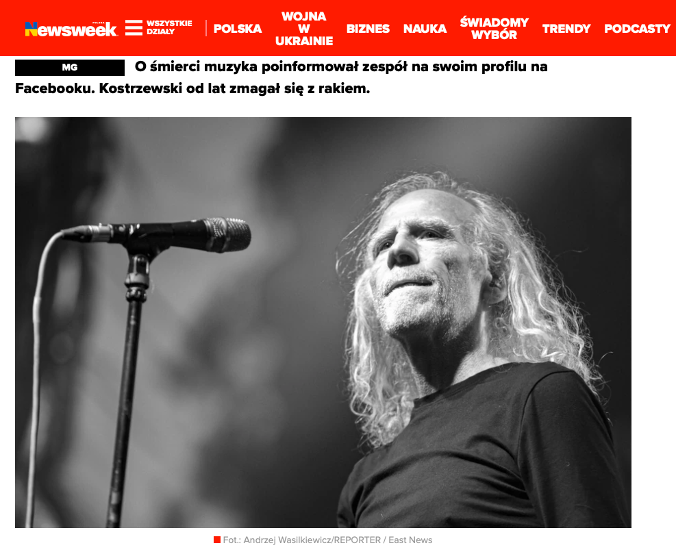 Kostrzewski od lat zmagał się z rakiem