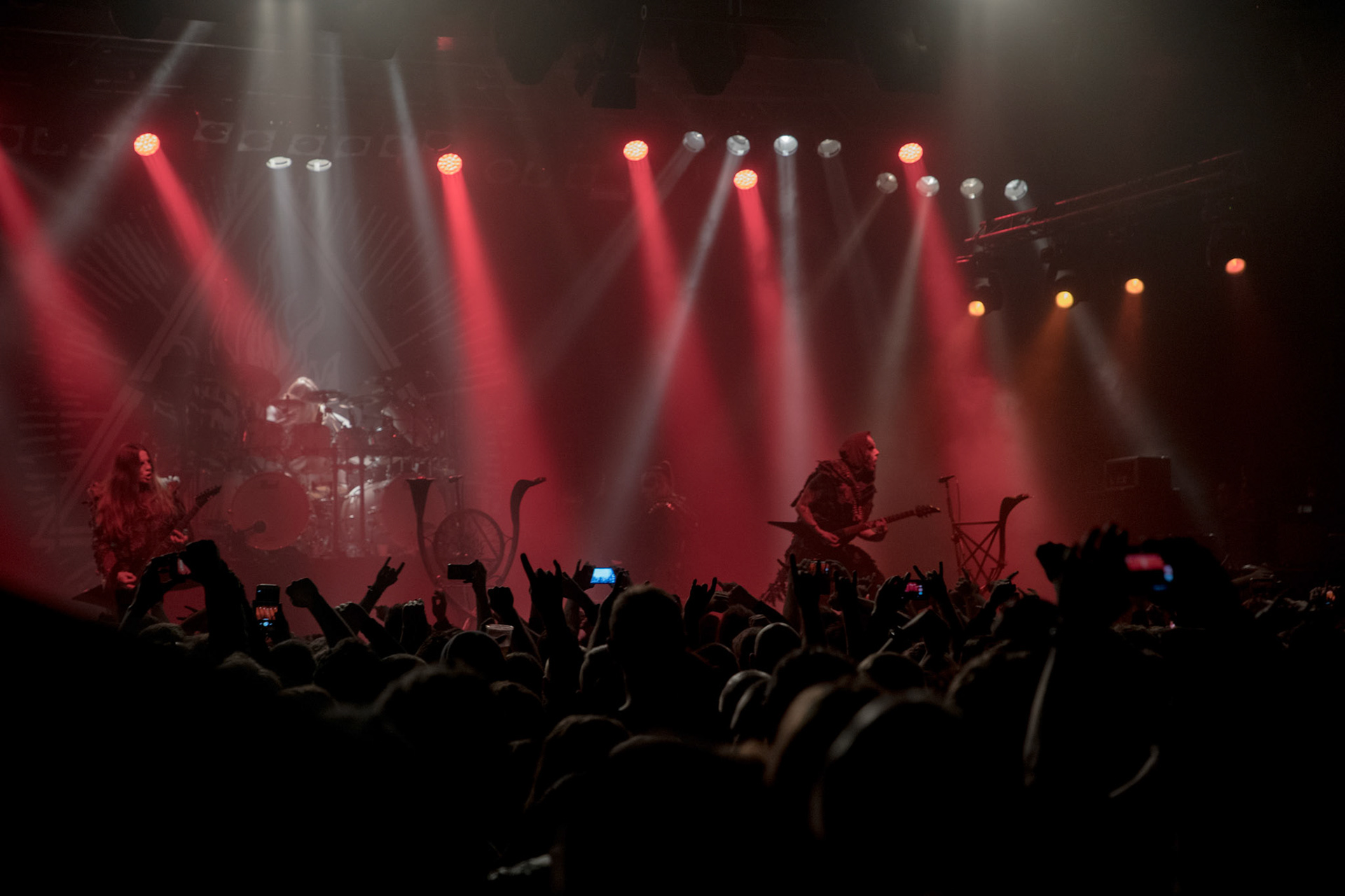 15.12.2017r. Behemoth koncert Merry Christless - Warszawa Progresja, Adam "Nergal" Darski – gitara, wokal prowadzący, 
Zbigniew "Inferno" Promiński – perkusja,
Tomasz "Orion" Wróblewski – gitara basowa, Patryk "Seth" Sztyber – gitara,  fot. Andrzej Wasilkiewicz/Reporter