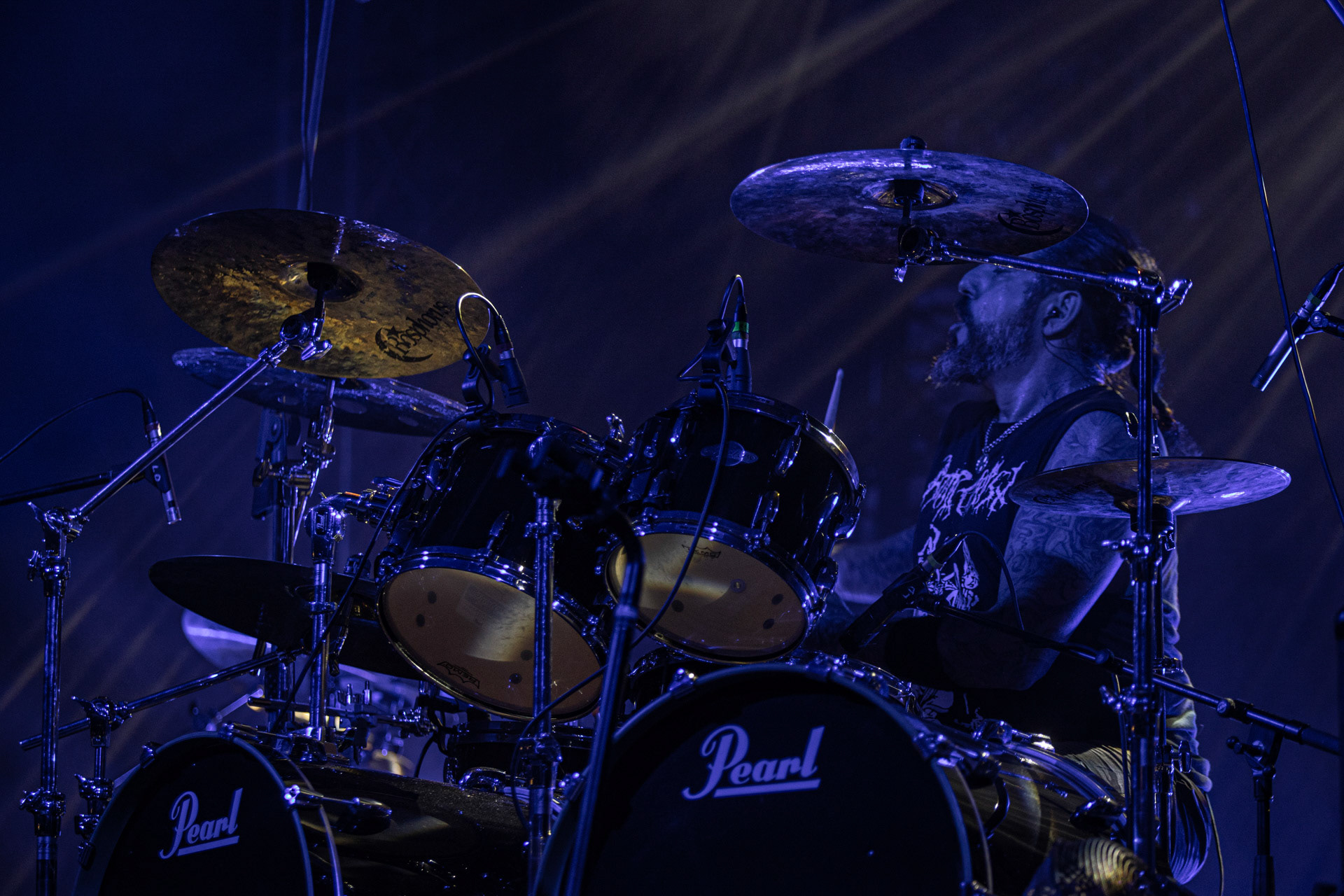 24.09.2021 koncert Rotting Christ, Warszawa, Progresja.N/z Themis Tolis perkusja, fot. Andrzej Wasilkiewicz/REPORTER