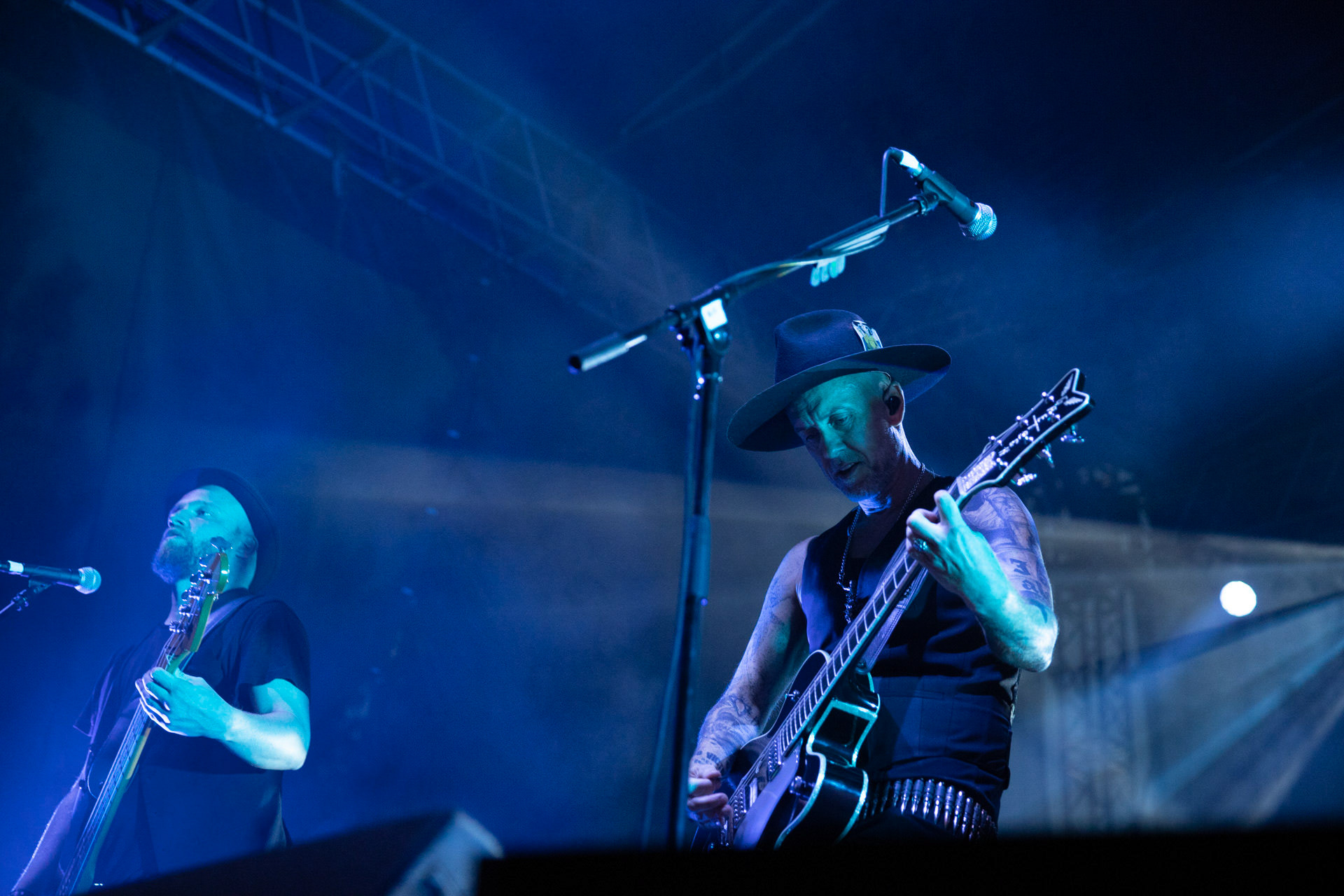 13.08.2021 koncert Me And That Man w Warszawie,Letnia scena Progresji, Gramy do Woli.n/z Adam Nergal Darski - gitara, wokal,n/z Matteo Bassoli - bass, wokal,Fot. Andrzej Wasilkiewicz/Reporter