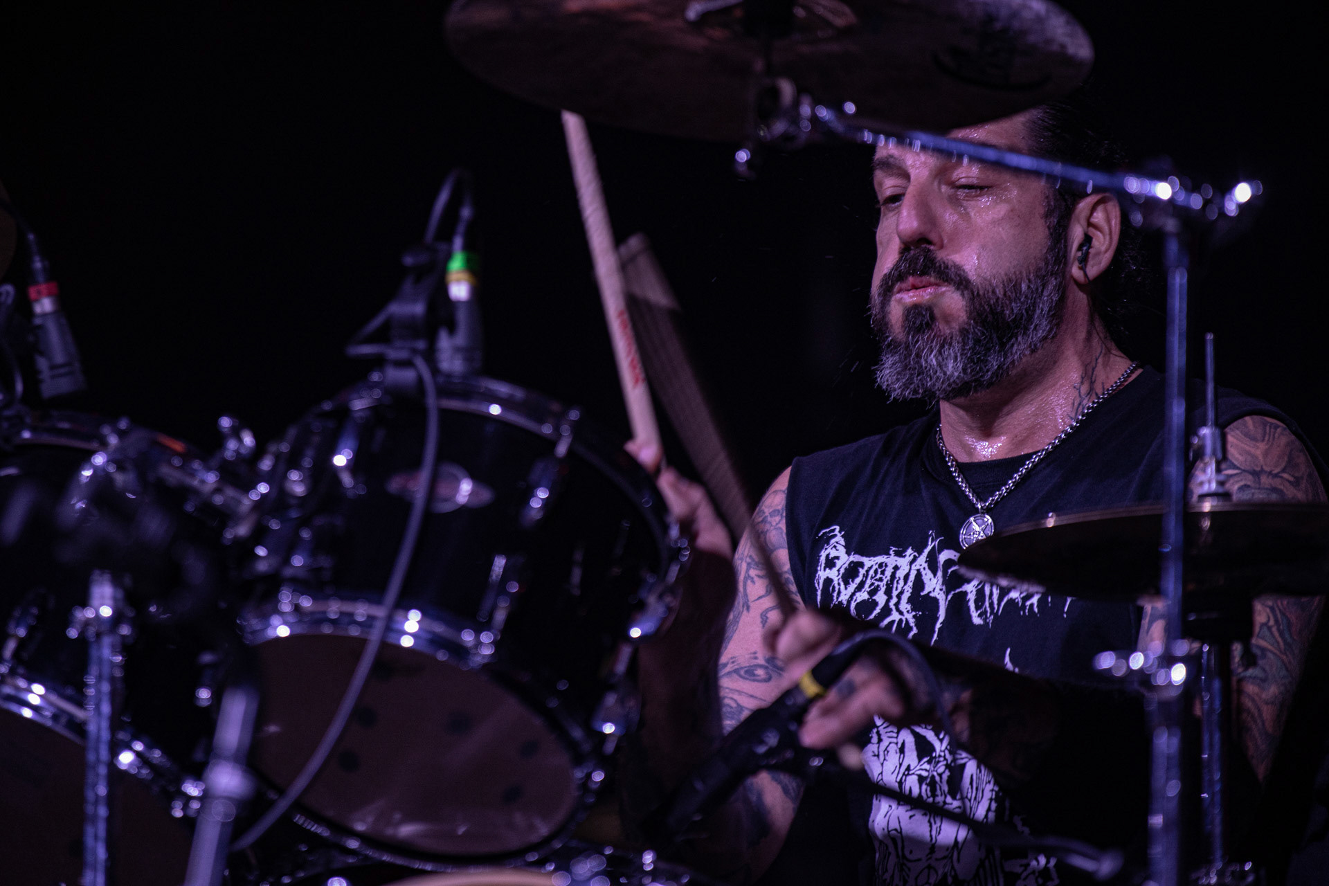 24.09.2021 koncert Rotting Christ, Warszawa, Progresja.N/z Themis Tolis perkusja, fot. Andrzej Wasilkiewicz/REPORTER