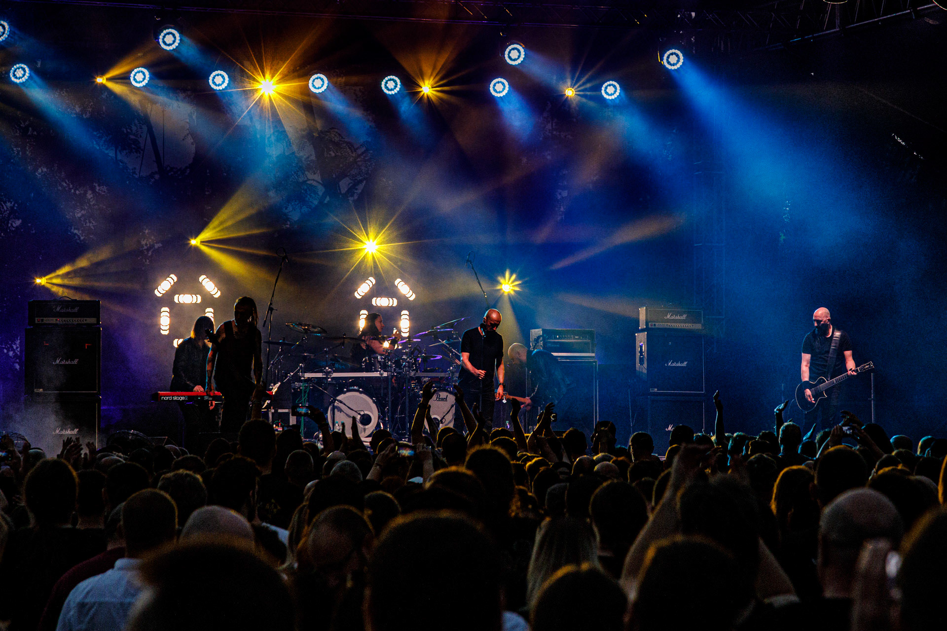 22.07.2022 Paradise Lost - warszawski koncert na letniej scenie klubu Progresja.Knock Out Production, Nuclear Blast, n/z Nick Holmes – wokal,n/z Gregor Mackintosh – gitara prowadząca,n/z Aaron Aedy – gitara rytmiczna,n/z Steve Edmondson – gitara basowa,n/z Waltteri Vayrynen – perkusja,Produkcja Knock Out Productions,Fot. Andrzej Wasilkiewicz/Reporter