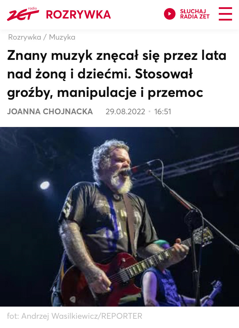 Scott Kelly, jeden z założycieli sludgemetalowej formacji Neurosis poinformował, że kończy karierę. Artysta jednocześnie przyznał się do krzywd, które wyrządził swojej rodzinie.  Więcej: https://rozrywka.radiozet.pl/Muzyka/Znany-muzyk-znecal-sie-przez-lata-nad-zona-i-dziecmi-Stosowal-grozby-manipulacje-i-przemoc