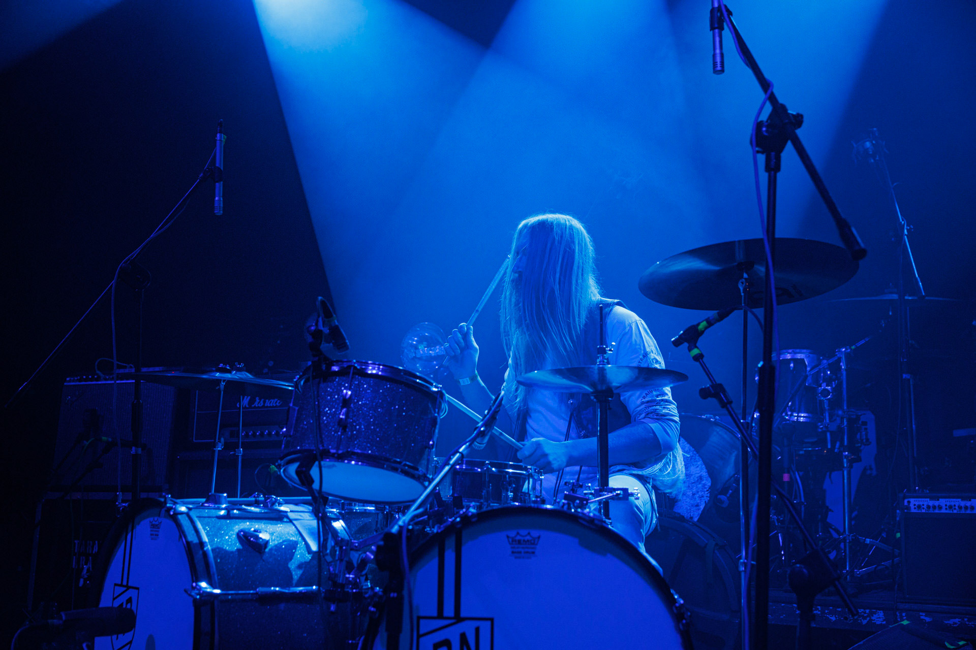 22.01.2022 - Taraban - support Me And That Man, warszawska Progresja.n/z Kris Gonda - perkusja,Taraban to krakowskie power-trio, bluesa, prog-rocka oraz proto-metal.fot. Andrzej kaziq Wasilkiewicz/Reporter