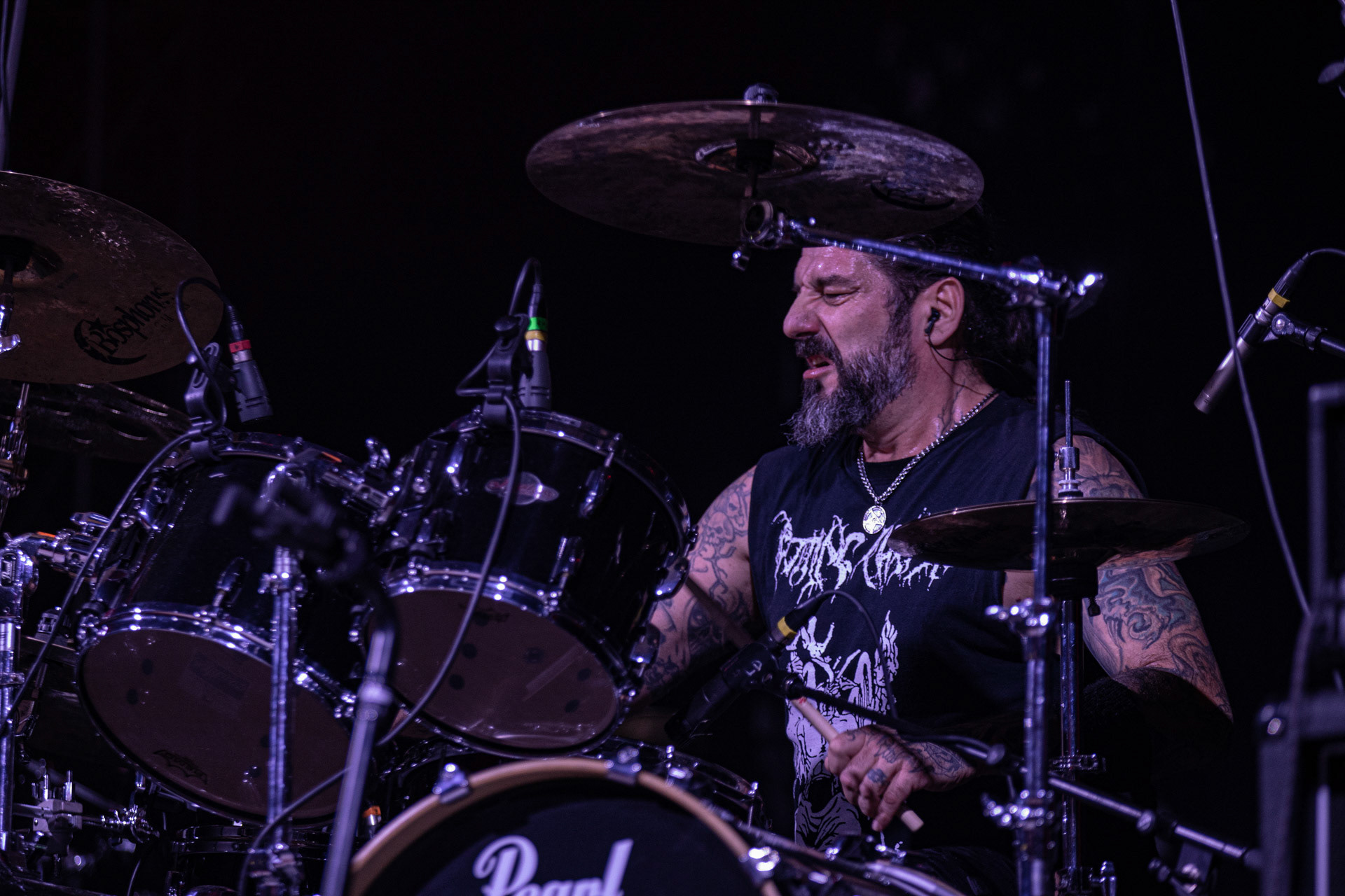 24.09.2021 koncert Rotting Christ, Warszawa, Progresja.N/z Themis Tolis perkusja, fot. Andrzej Wasilkiewicz/REPORTER