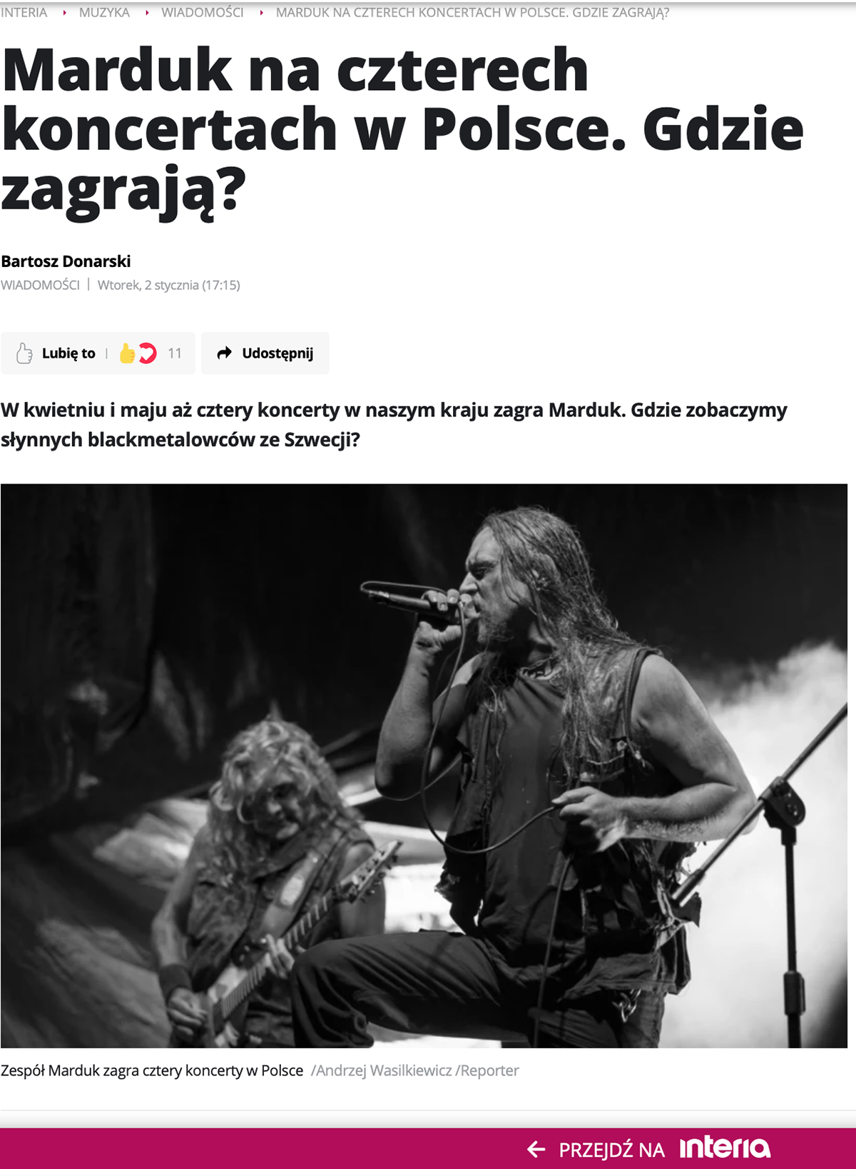 Marduk zagra w Polsce 2024