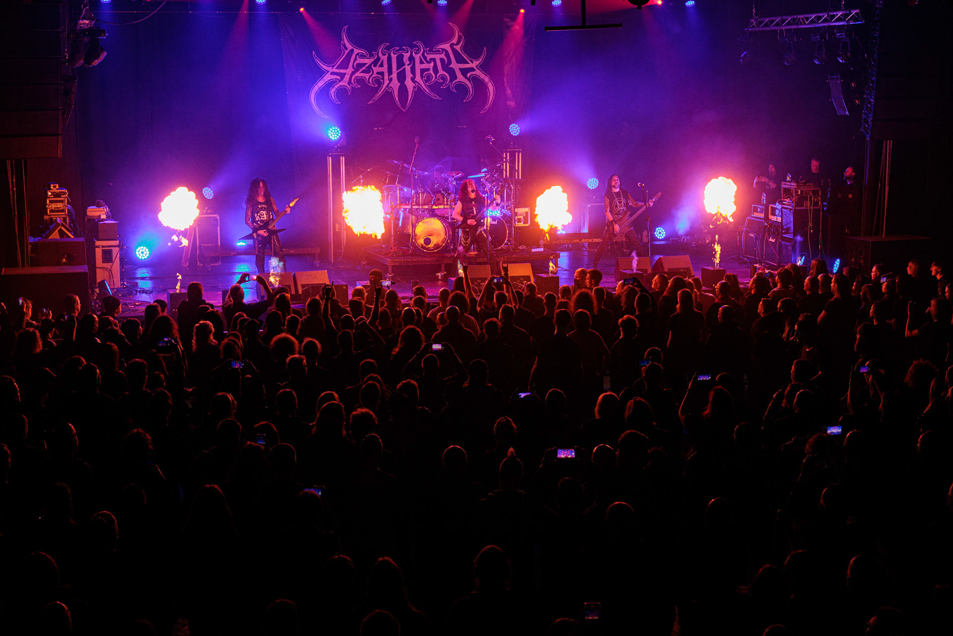 18.02.2022r - Azarath - jako gosc specjalny na warszawskim koncercie Vader w Progresji.n/z Marcin Skullripper – wokal, gitara, n/z Bartlomiej Bart Szudek – gitara, n/z Piotr P. Ostrowski – gitara basowa, n/z Zbigniew Inferno Prominski – perkusja, Left Hand Sounds, Knock Out Productions, Massive Music,fot. Andrzej Wasilkiewicz/Reporter