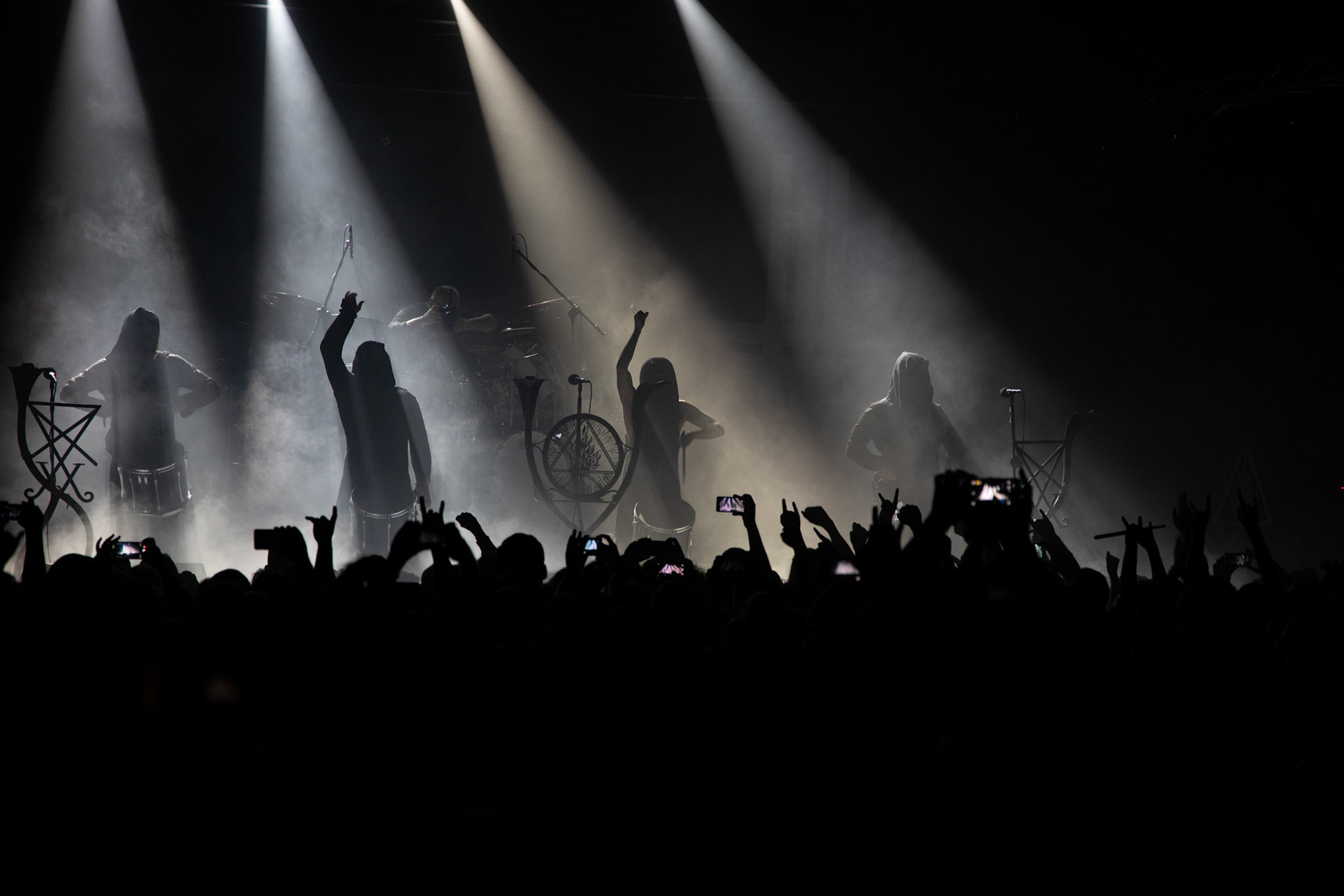 14.12.2018r. Behemoth koncert Merry Christless - Warszawa Progresja, Adam "Nergal" Darski – gitara, wokal prowadzący, 
Zbigniew "Inferno" Promiński – perkusja,
Tomasz "Orion" Wróblewski – gitara basowa, Patryk "Seth" Sztyber – gitara,  fot. Andrzej Wasilkiewicz/Reporter