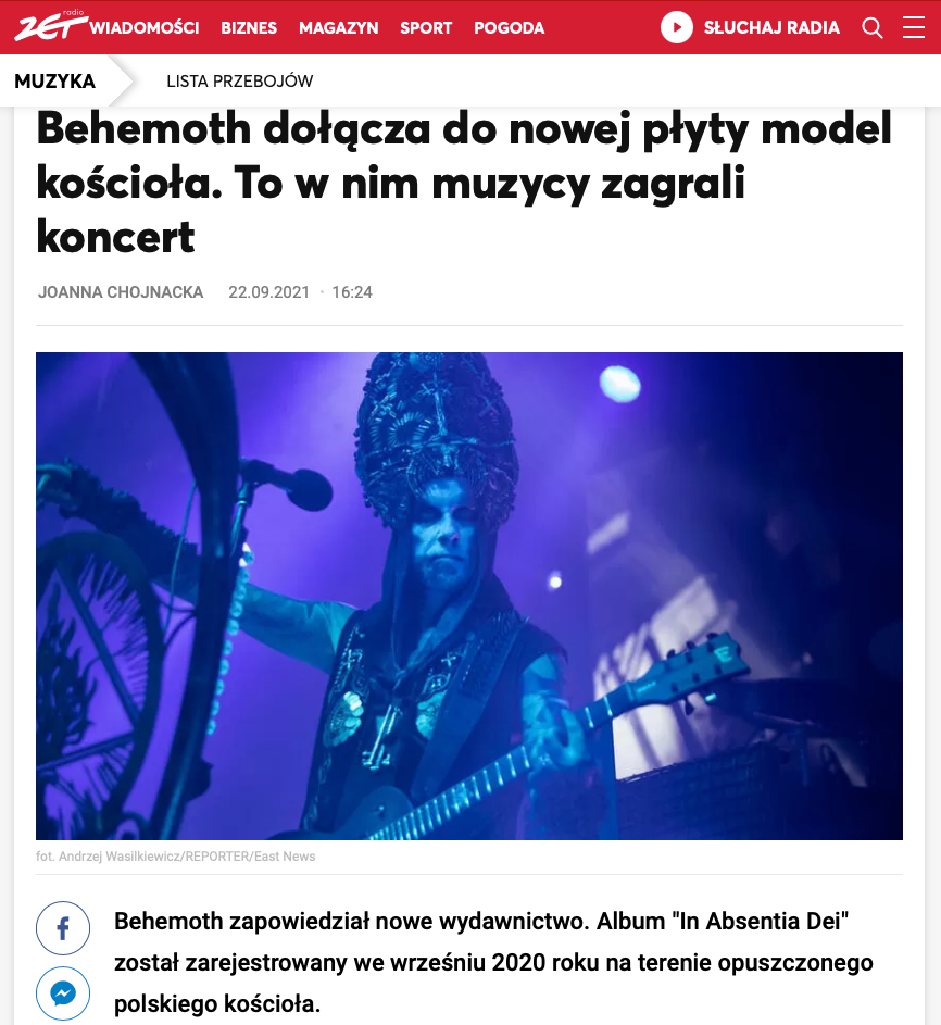 Behemoth dołącza do nowej płyty model kościoła. To w nim muzycy zagrali koncert 