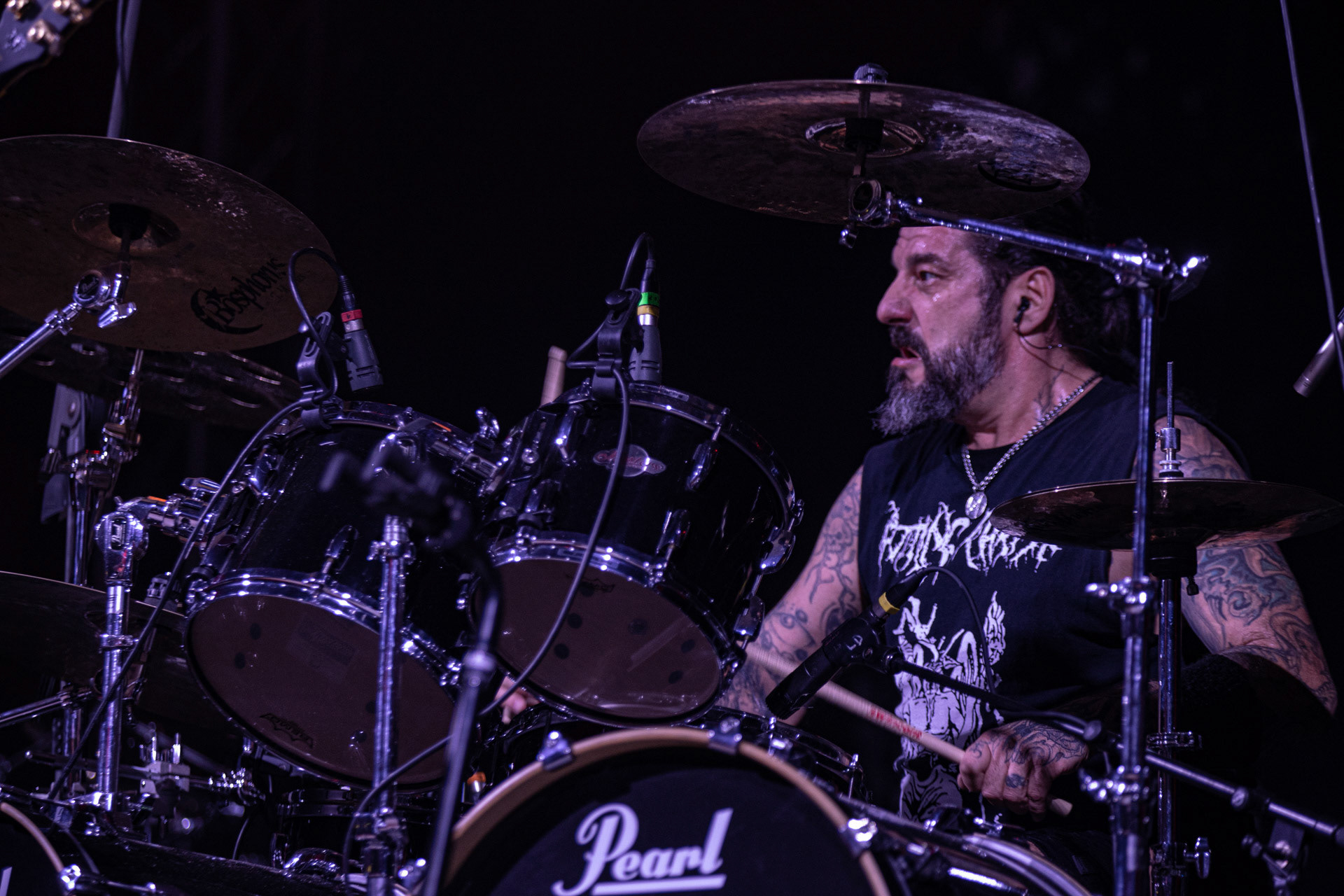 24.09.2021 koncert Rotting Christ, Warszawa, Progresja.N/z Themis Tolis perkusja, fot. Andrzej Wasilkiewicz/REPORTER