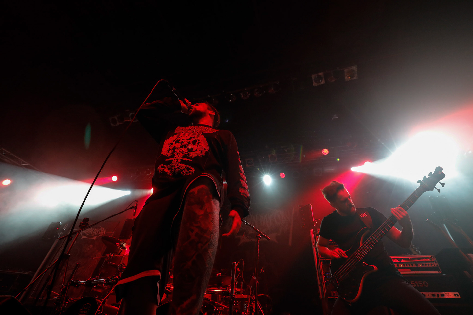 30.11.2018 Knock Out Tour 2018 - Warszawa Progresja - DROWN MY DAY deathcore, metalcore, death metal, 

Maciek "Groov" Korczak wokal, 
Arkadiusz Antosz gitara basowa, 
Sergiusz Smolnicki gitara, 
Sławomir Wojtas gitara, 
Kuba Homik perkusja, fot. Andrzej Wasilkiewicz/Reporter