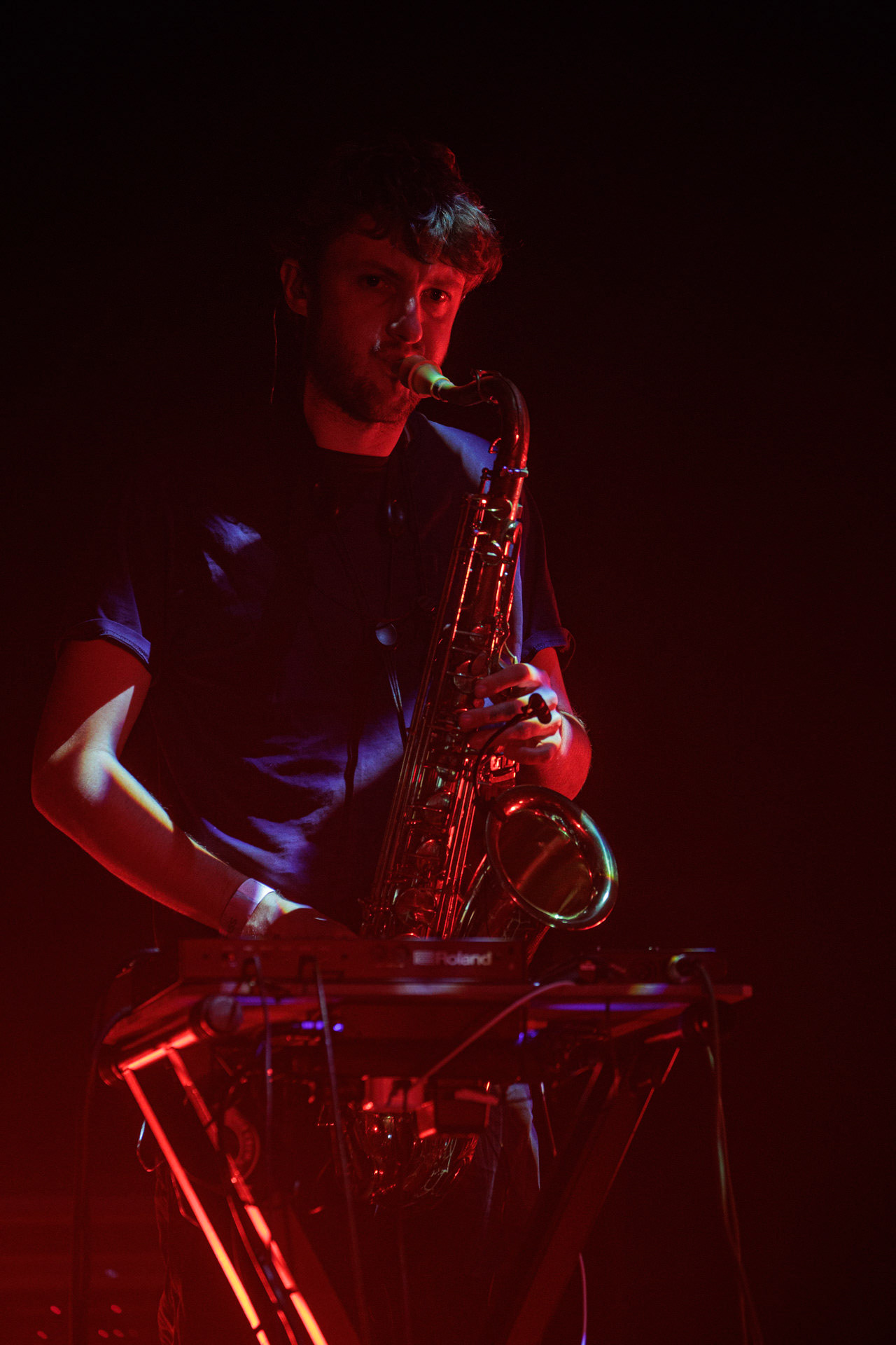 26.04.2022 Portico Quartet Jazz, ambient, electronic, hang. Warszawska Progresja.Portico Quartet to instrumentalny zespol z Londynu w Wielkiej Brytanii. n/z Jack Wyllie - saxophones and keyboards, Produkcja Winiary Bookings fot. Andrzej Wasilkiewicz/Reporter