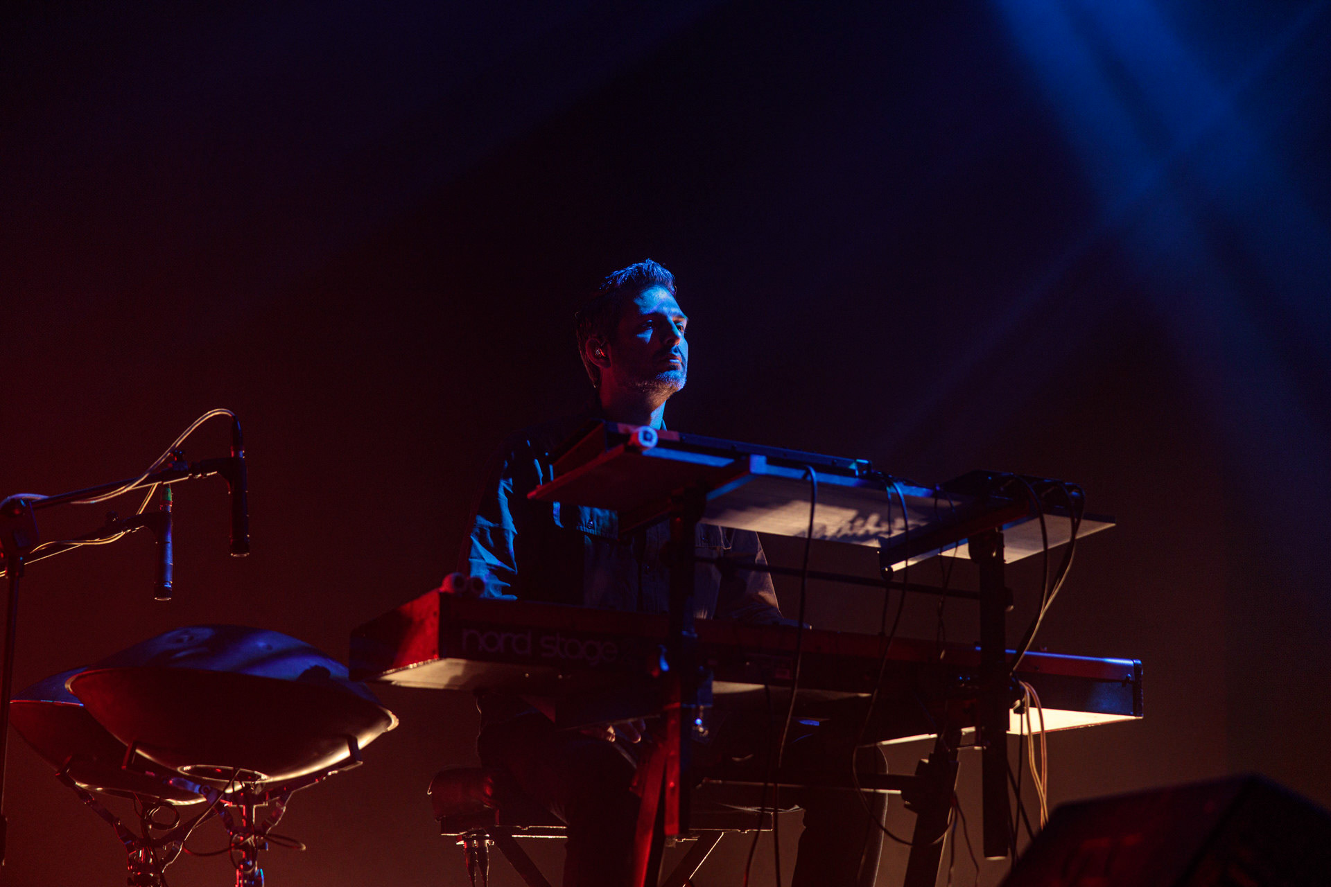 26.04.2022 Portico Quartet Jazz, ambient, electronic, hang. Warszawska Progresja.Portico Quartet to instrumentalny zespol z Londynu w Wielkiej Brytanii. n/z Keir Vine -keyboards,Produkcja Winiary Bookings fot. Andrzej Wasilkiewicz/Reporter