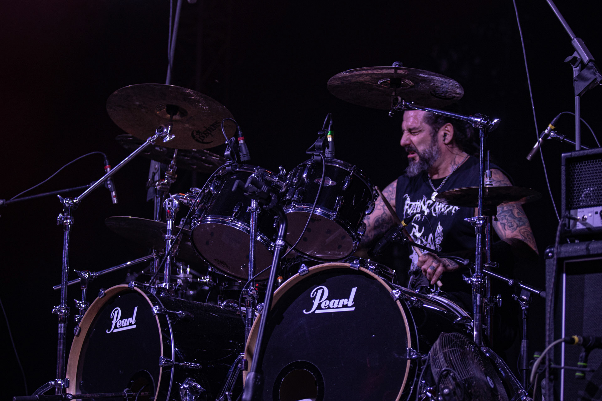 24.09.2021 koncert Rotting Christ, Warszawa, Progresja.N/z Themis Tolis perkusja, fot. Andrzej Wasilkiewicz/REPORTER