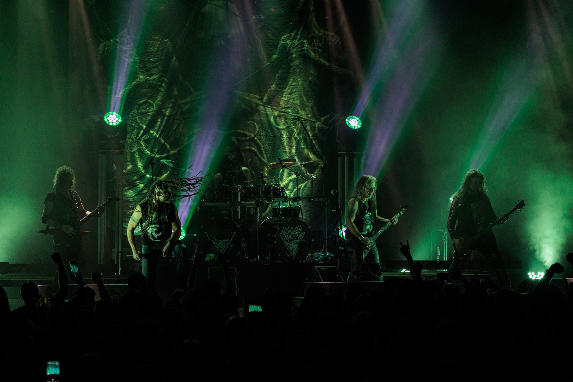 18.02.2022 - Vader - trasa Przebudzenie Tyranow koncert w warszawskiej Progresji. Goscinnie na wokalu Maciej Taff - Black River.Peter: Guitar + VocalsSpider: GuitarHal: BassKruszyna: DrumsLeft Hand Sounds, Knock Out Productions, Massive Music,fot. Andrzej Wasilkiewicz/Reporter