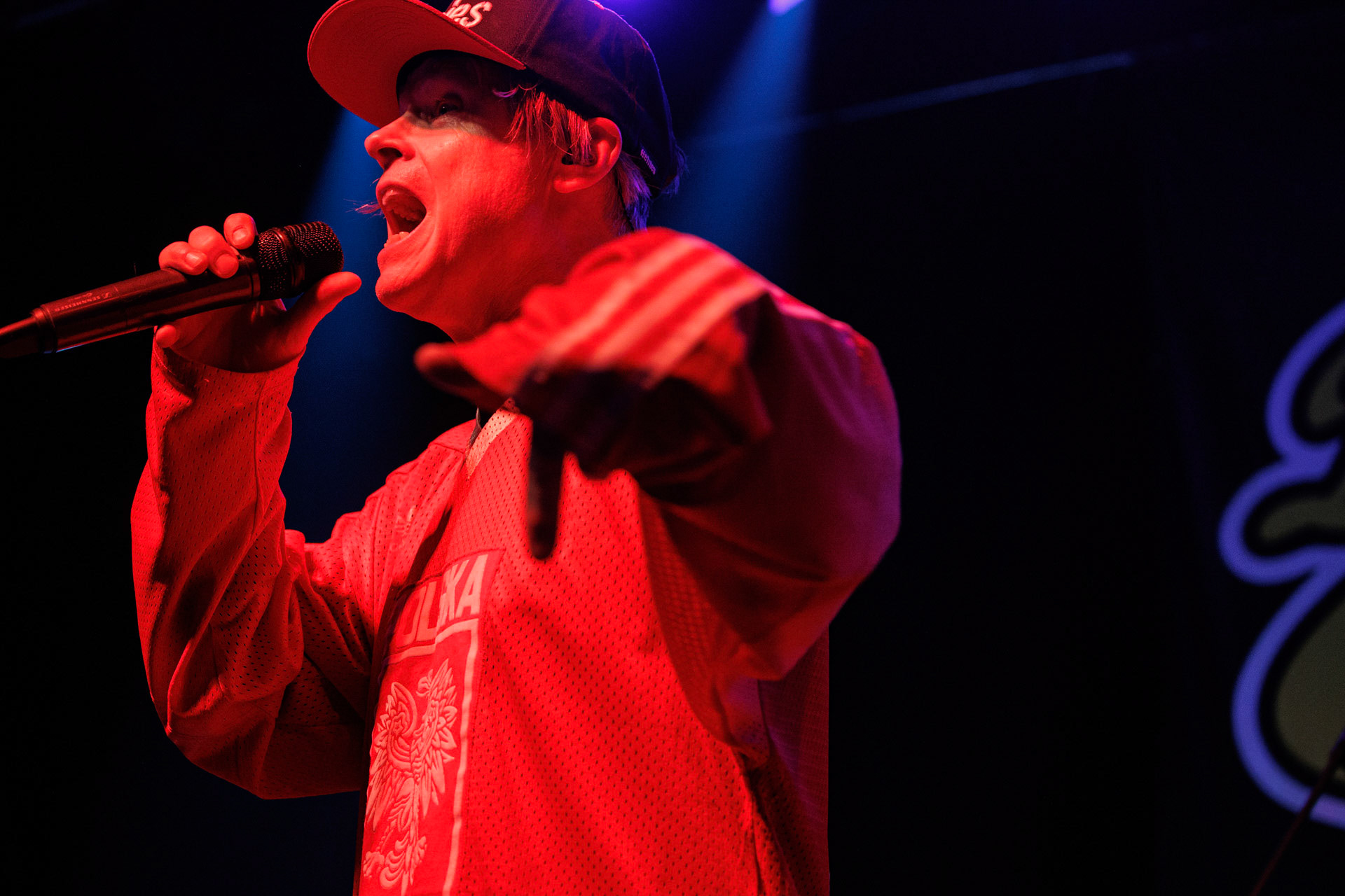 30.11.2021 koncert Dog Eat Dog - USA - hardcore, punkrock, rap, metal, hip hop, reggae, soul, funk,n/z Dave Neabore (bass), n/z John Connor (vocals), n/z Brandon Finley (drums), n/z Roger Hammerli (guitar),n/z Bozez (sax &amp; beer),koncert Warszawa, Progresja 25 lat albumu Play Games -  Dog Eat Dog.fot. Andrzej Wasilkiewicz/Reporter