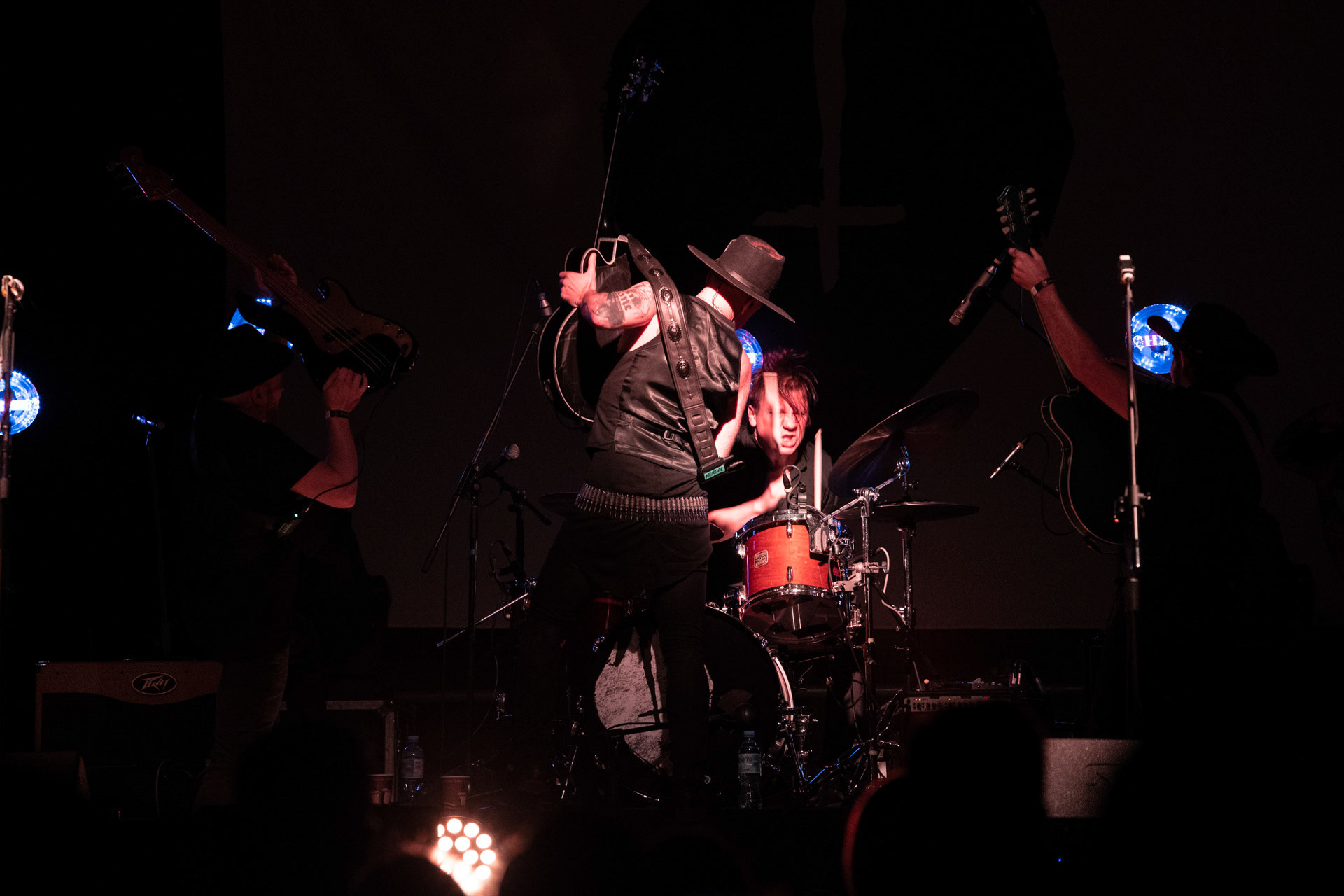 13.08.2021 koncert Me And That Man w Warszawie,Letnia scena Progresji, Gramy do Woli.n/z Adam Nergal Darski - gitara, wokal,n/z Łukasz Kumanski - perkusja,n/z Matteo Bassoli - bass, wokal,n/z Sasha Boole - gitara, wokal,Fot. Andrzej Wasilkiewicz/Reporter