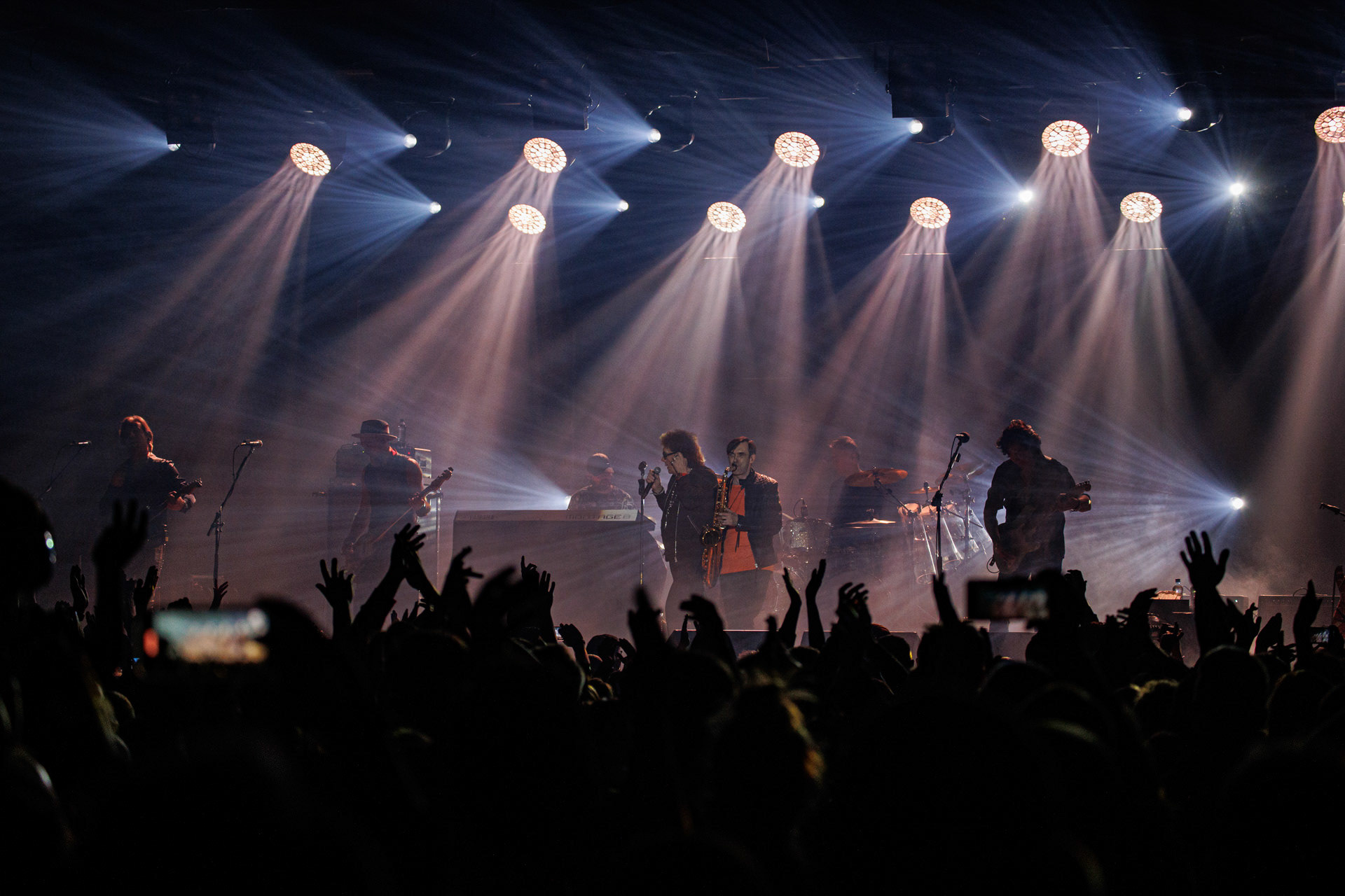 Koncerty Lady Pank - LP1 - w Klubie Stodola. LP1 - 35 lata od premiery albumu.n/z. Jan Borysewicz – gitara,  n/z. Janusz Panasewicz – wokal, n/z. Kuba Jabłoński – perkusja n/z. Krzysztof Kieliszkiewicz – gitara basowa, n/z. Michał Sitarski – gitara, stały sideman, n/z. Wojtek Olszak – instrumenty klawiszowe, Fot. Andrzej kaziq Wasilkiewicz/Reporter