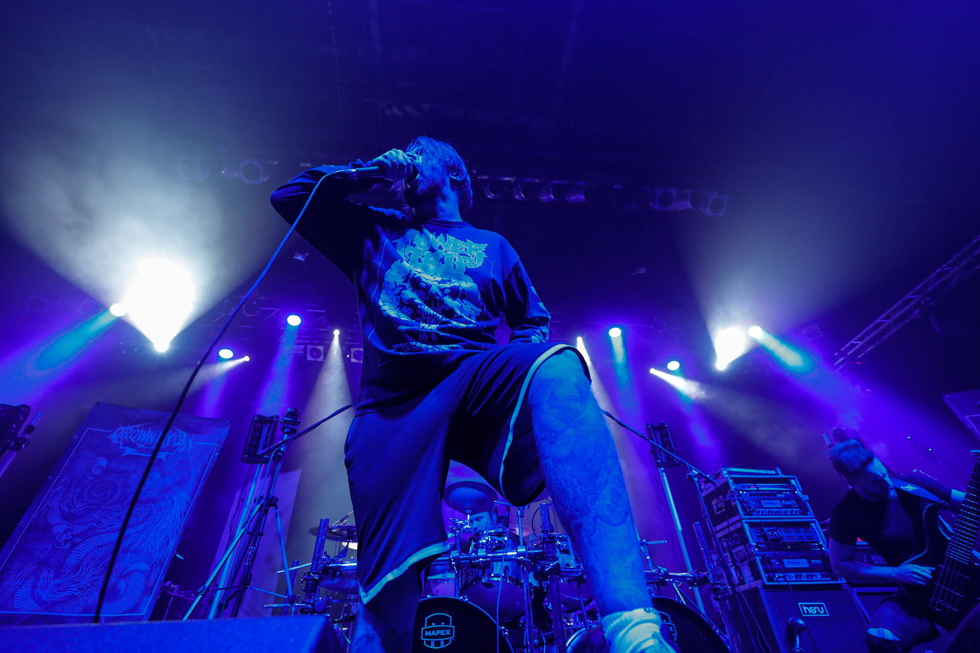 30.11.2018 Knock Out Tour 2018 - Warszawa Progresja - DROWN MY DAY deathcore, metalcore, death metal, 

Maciek "Groov" Korczak wokal, 
Arkadiusz Antosz gitara basowa, 
Sergiusz Smolnicki gitara, 
Sławomir Wojtas gitara, 
Kuba Homik perkusja, fot. Andrzej Wasilkiewicz/Reporter