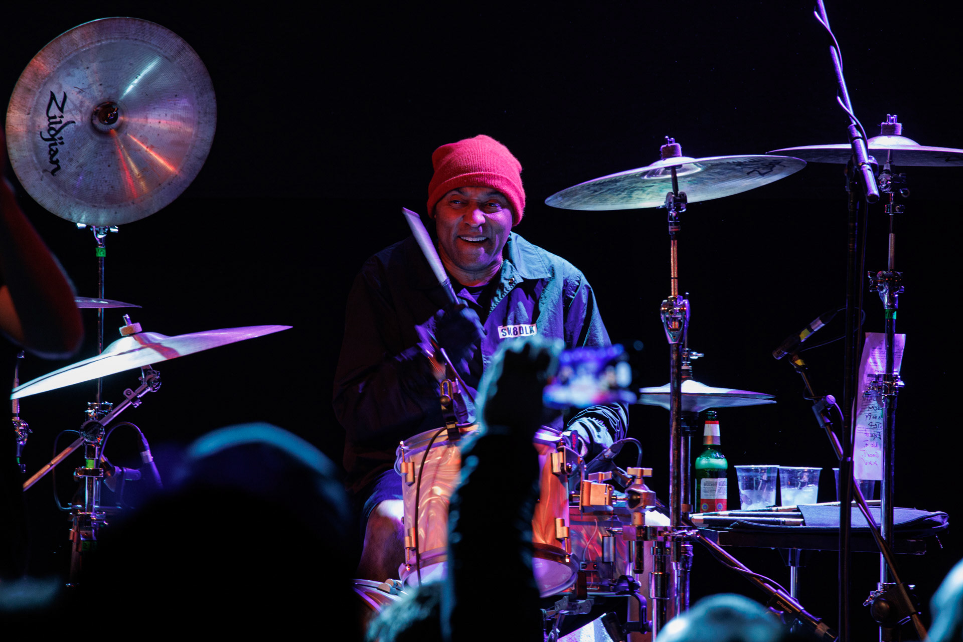 30.11.2021 koncert Dog Eat Dog - USA - hardcore, punkrock, rap, metal, hip hop, reggae, soul, funk,n/z Dave Neabore (bass), n/z John Connor (vocals), n/z Brandon Finley (drums), n/z Roger Hammerli (guitar),n/z Bozez (sax &amp; beer),koncert Warszawa, Progresja 25 lat albumu Play Games -  Dog Eat Dog.fot. Andrzej Wasilkiewicz/Reporter