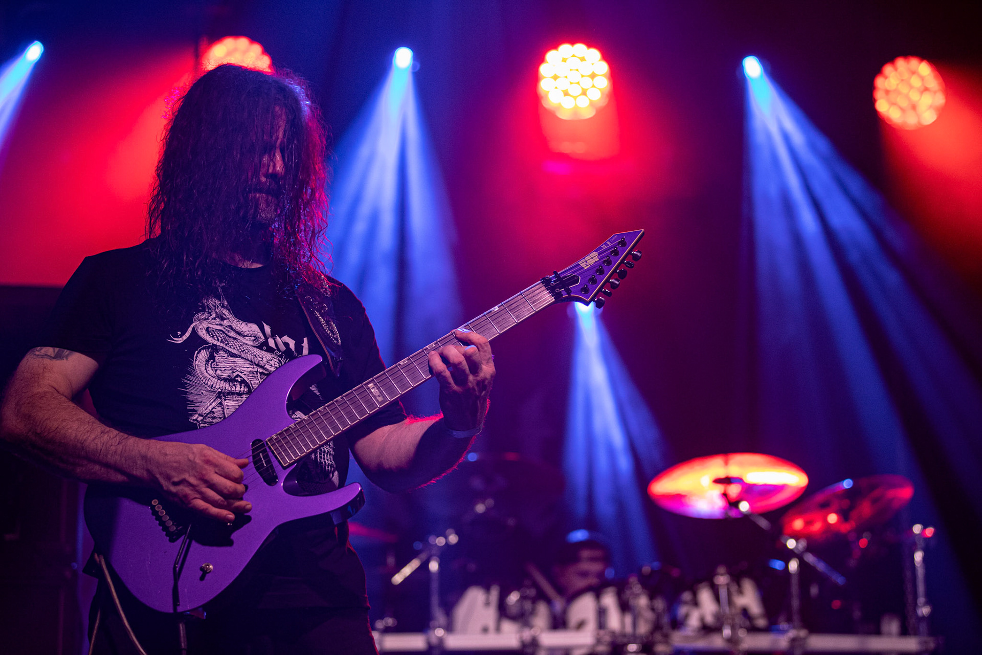 12.09.2021 - KAT i Roman Kostrzewski - koncert "Do zobaczenia w piekle" Wroclaw, Centrum Koncertowe A2.  Krzysztof Pistelok – gitara,fot. Andrzej kaziq Wasilkiewicz