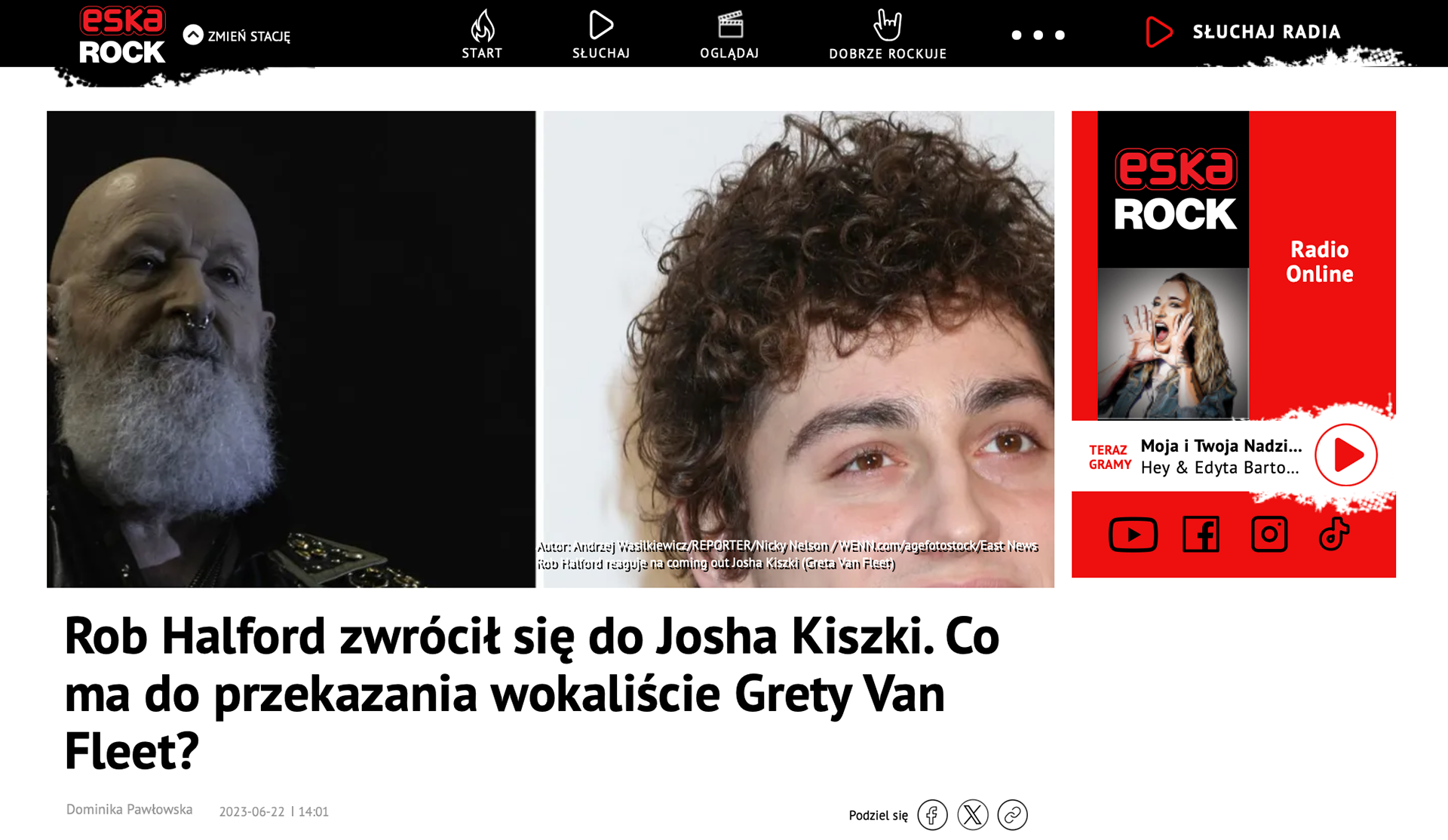 Rob Halford zwrócił się do Josha Kiszki. Co ma do przekazania wokaliście Grety Van Fleet?