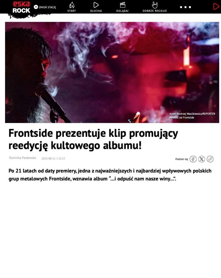 Frontside, wznawia album “…i odpuść nam nasze winy…”.